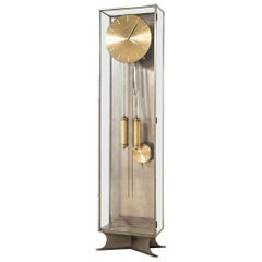 Modernist Grandfather Clock in Steel and Glass