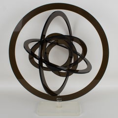 Modernist Gray Lucite Kinetic Celestial Orbit Sculpture Astrolabe, circa 1970