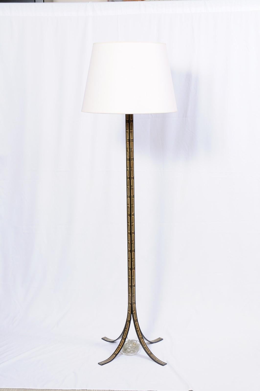 Modernist Greek Key Motif, Floor Lamp, John Rosselli, for Visual Comfort 3