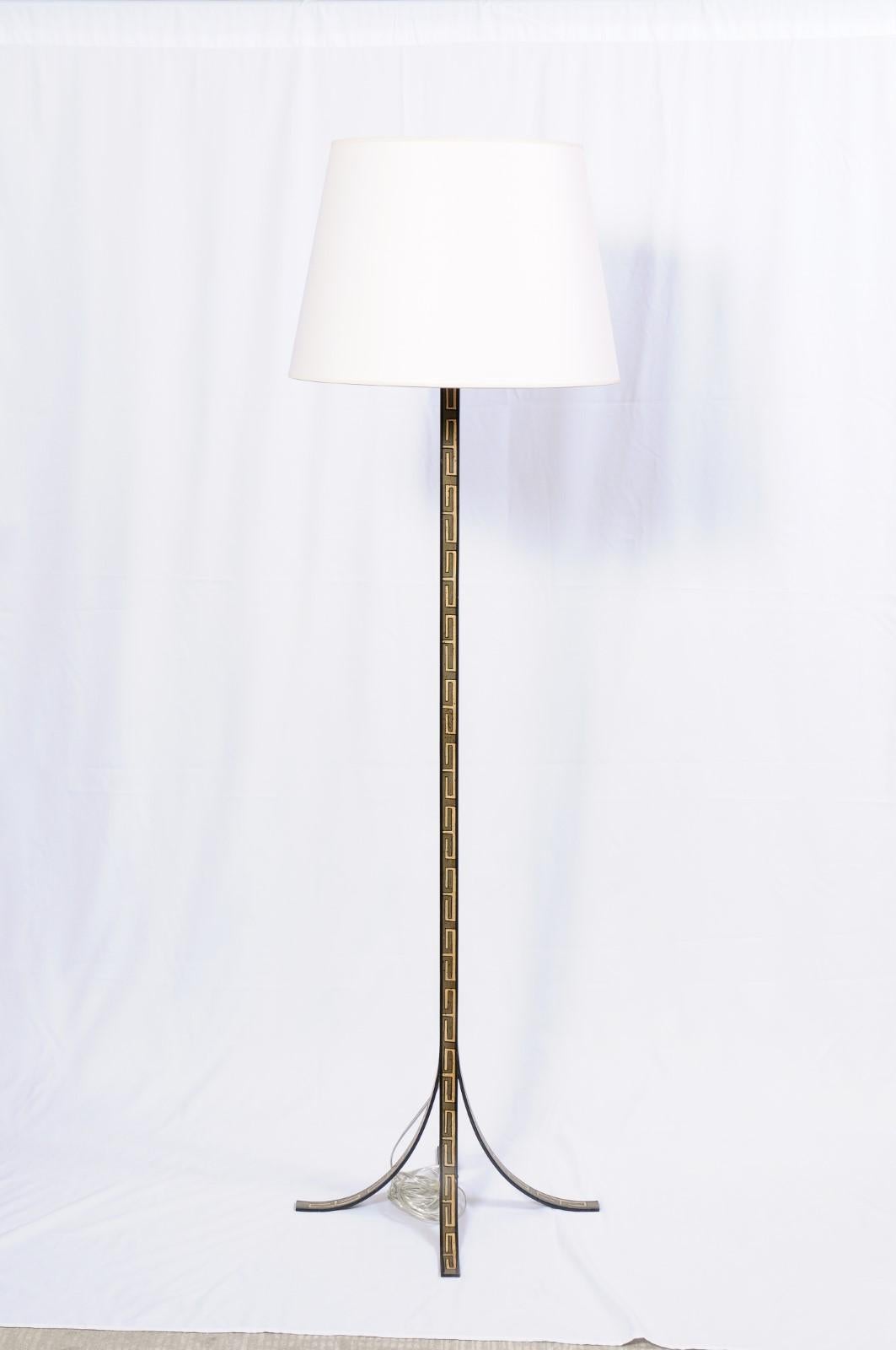 Modernist Greek Key Motif, Floor Lamp, John Rosselli, for Visual Comfort 4