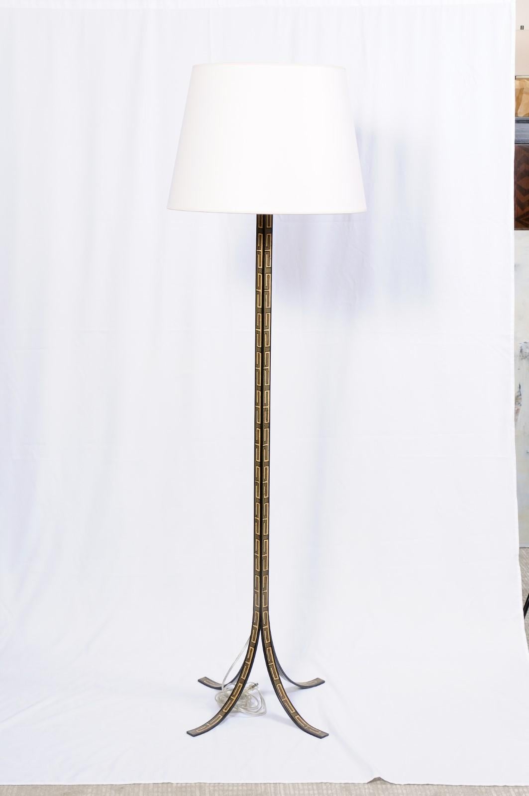 Modernist Greek Key Motif, Floor Lamp, John Rosselli, for Visual Comfort 5