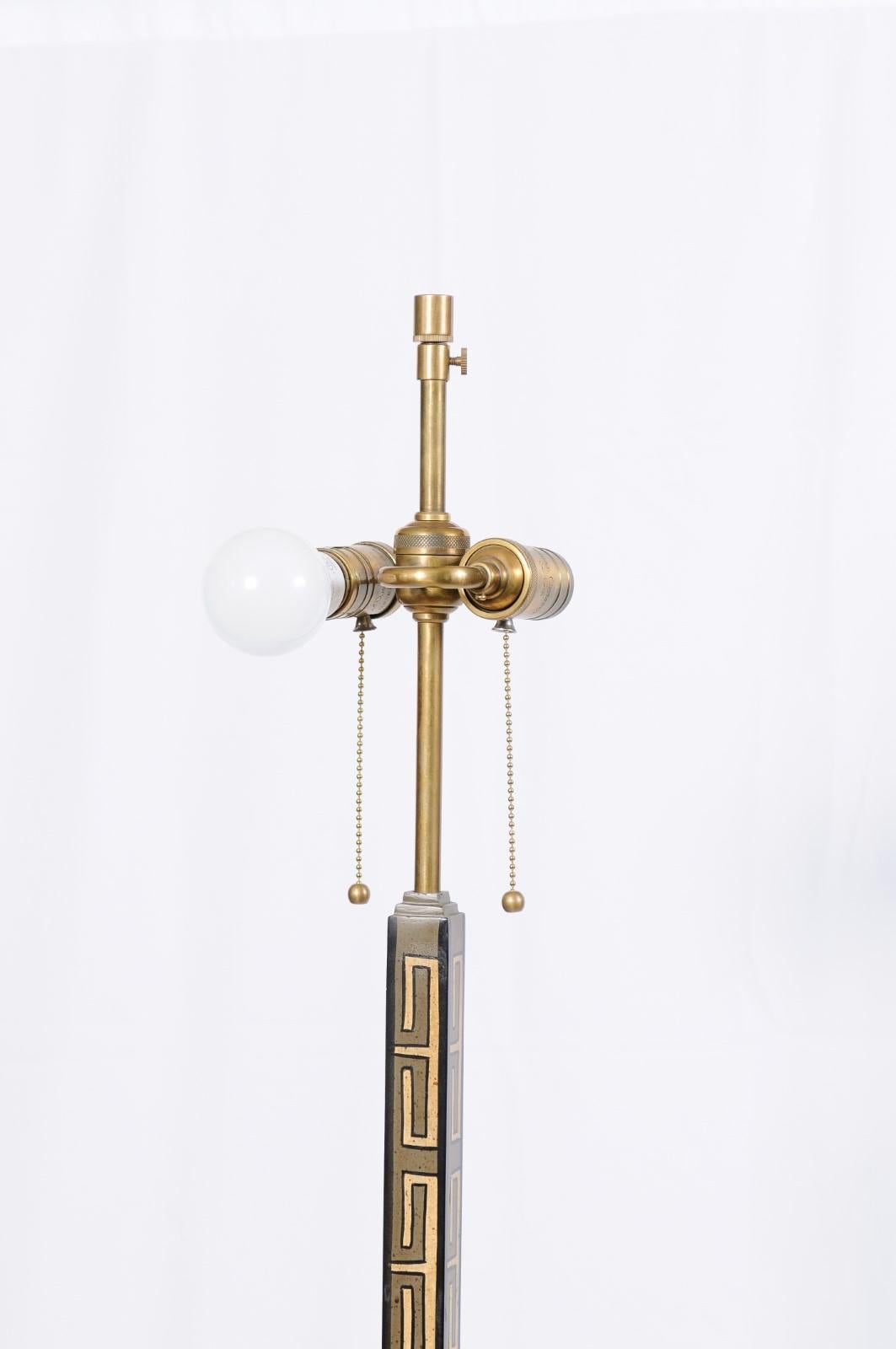 Metal Modernist Greek Key Motif, Floor Lamp, John Rosselli, for Visual Comfort