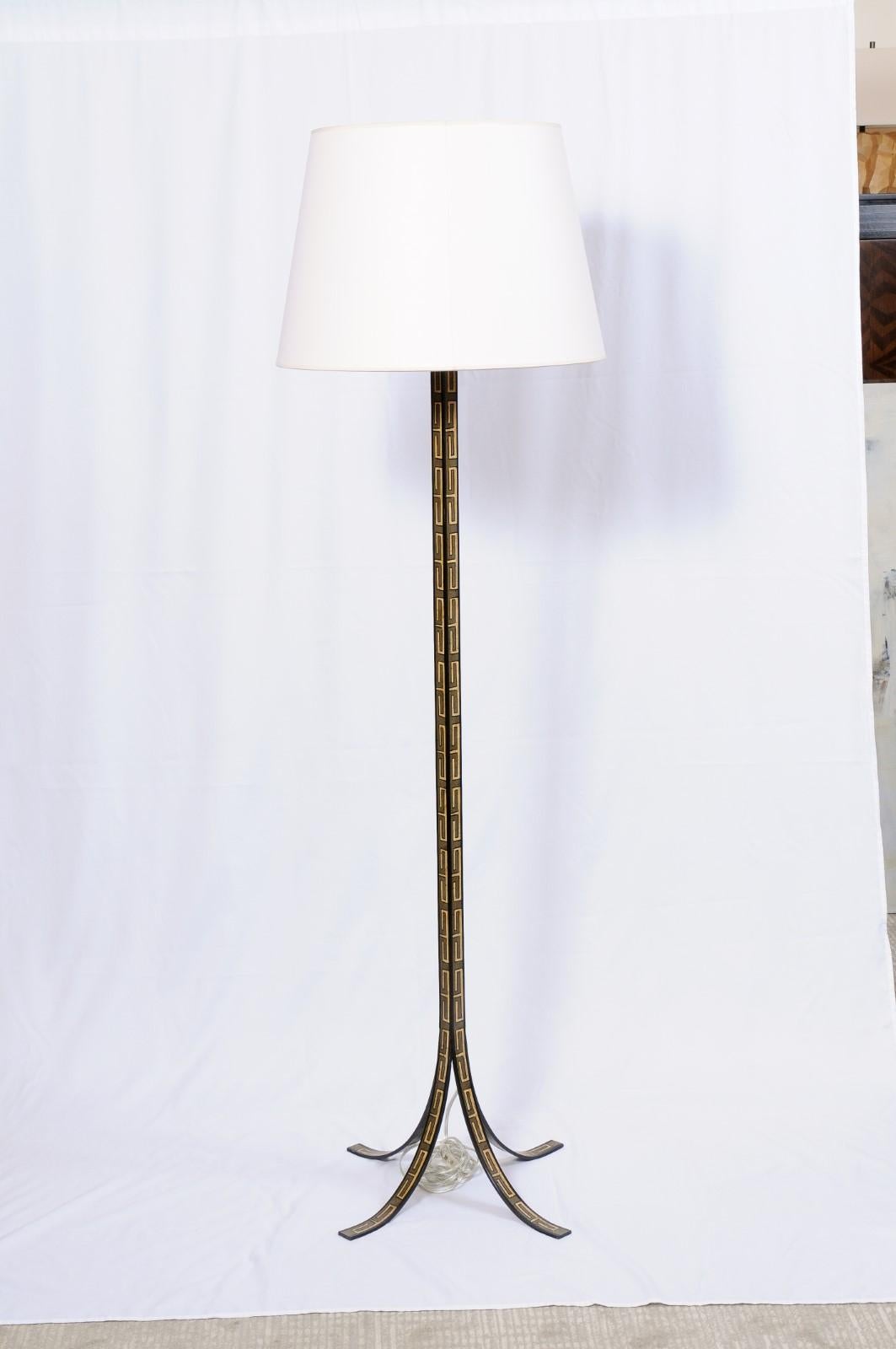 Modernist Greek Key Motif, Floor Lamp, John Rosselli, for Visual Comfort 1