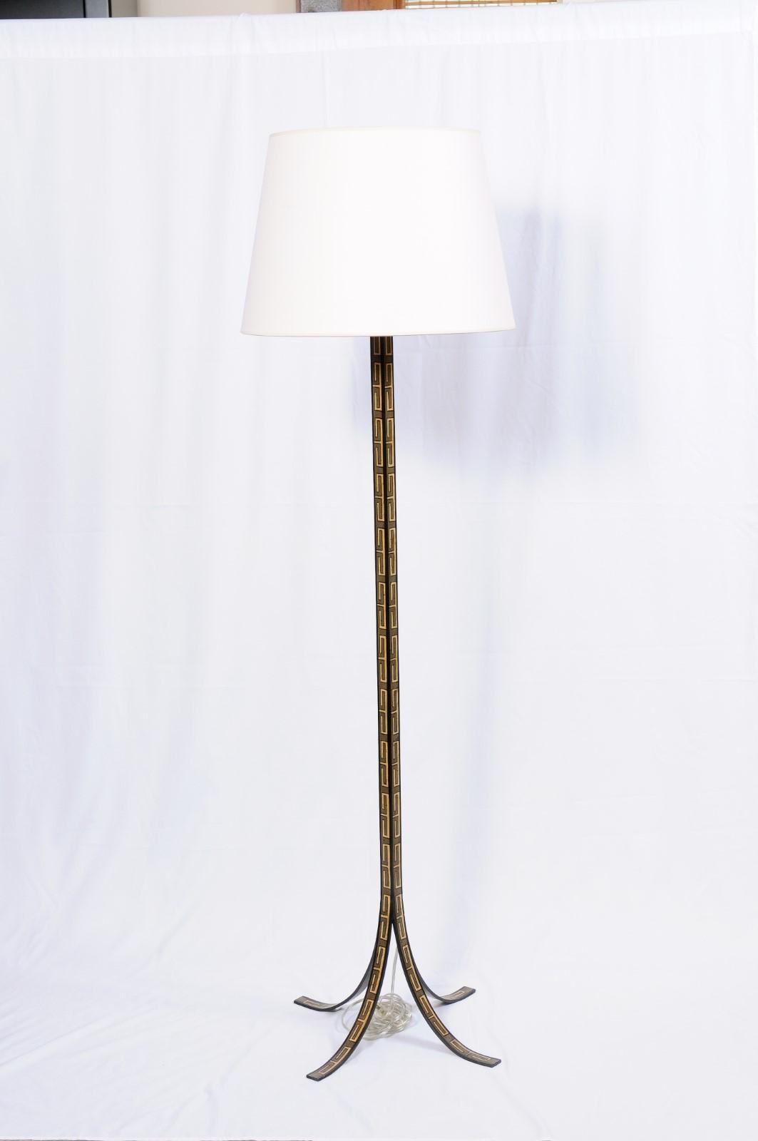 Modernist Greek Key Motif, Floor Lamp, John Rosselli, for Visual Comfort 2