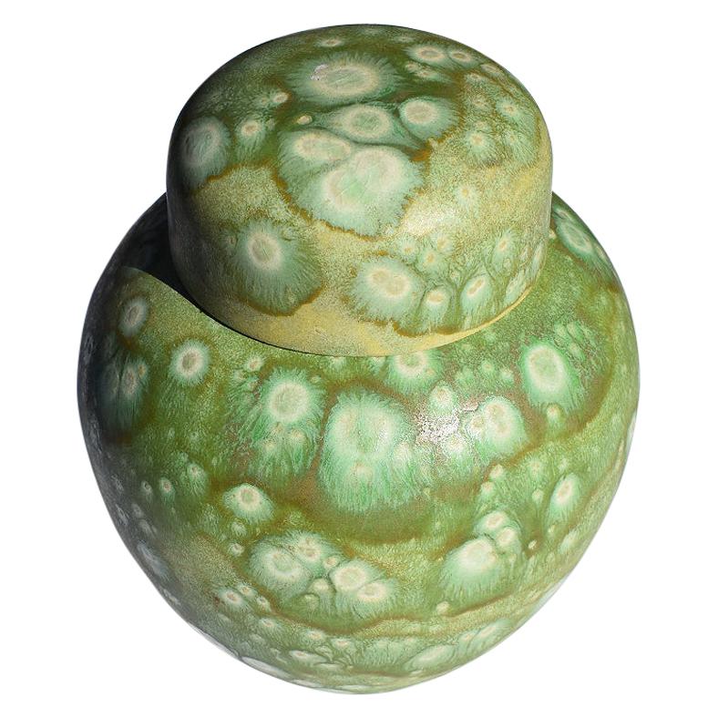 Modernist Green Ceramic Ginger Jar with Lid at 1stDibs