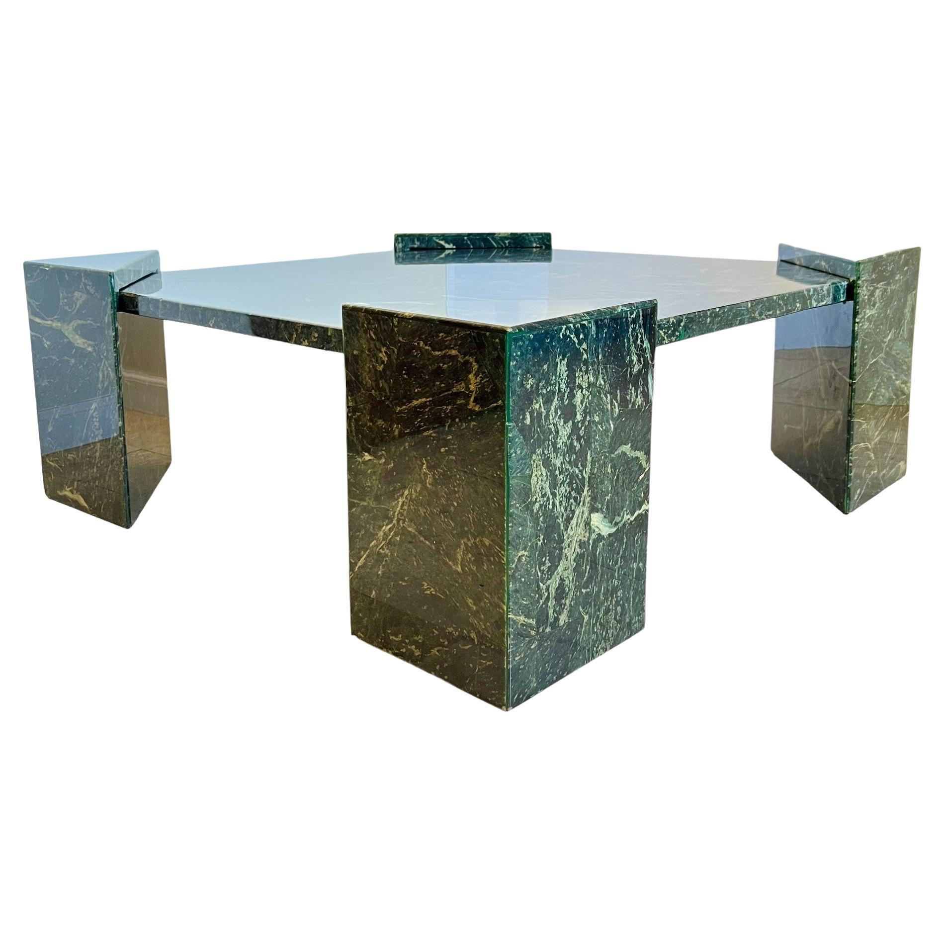 Modernist Green Faux Marble Fiberglass Cocktail Table, 1980s