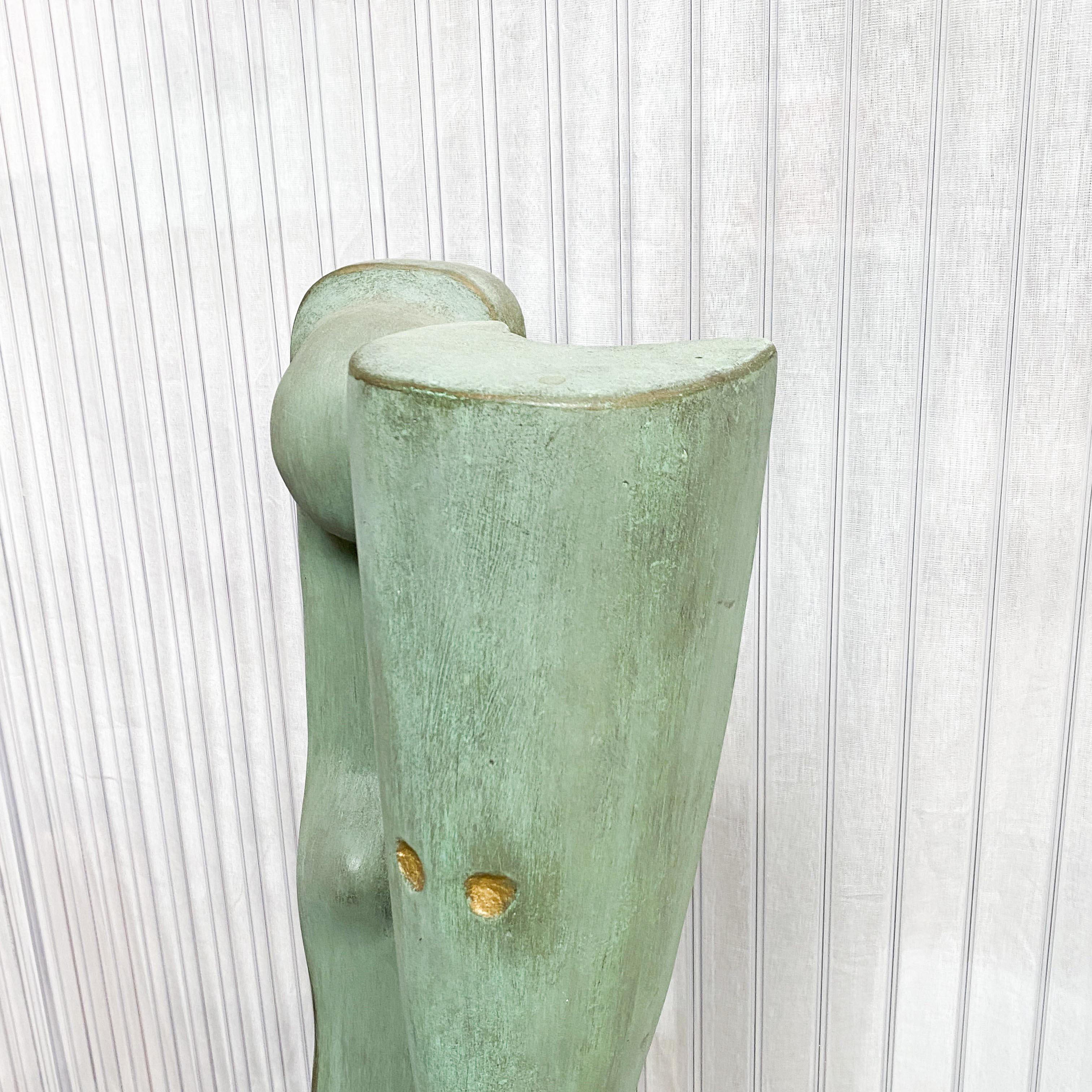 Hand-Crafted MODERNIST GREEN SCULPTURE IN plaster, “Green couple”, 1960S For Sale