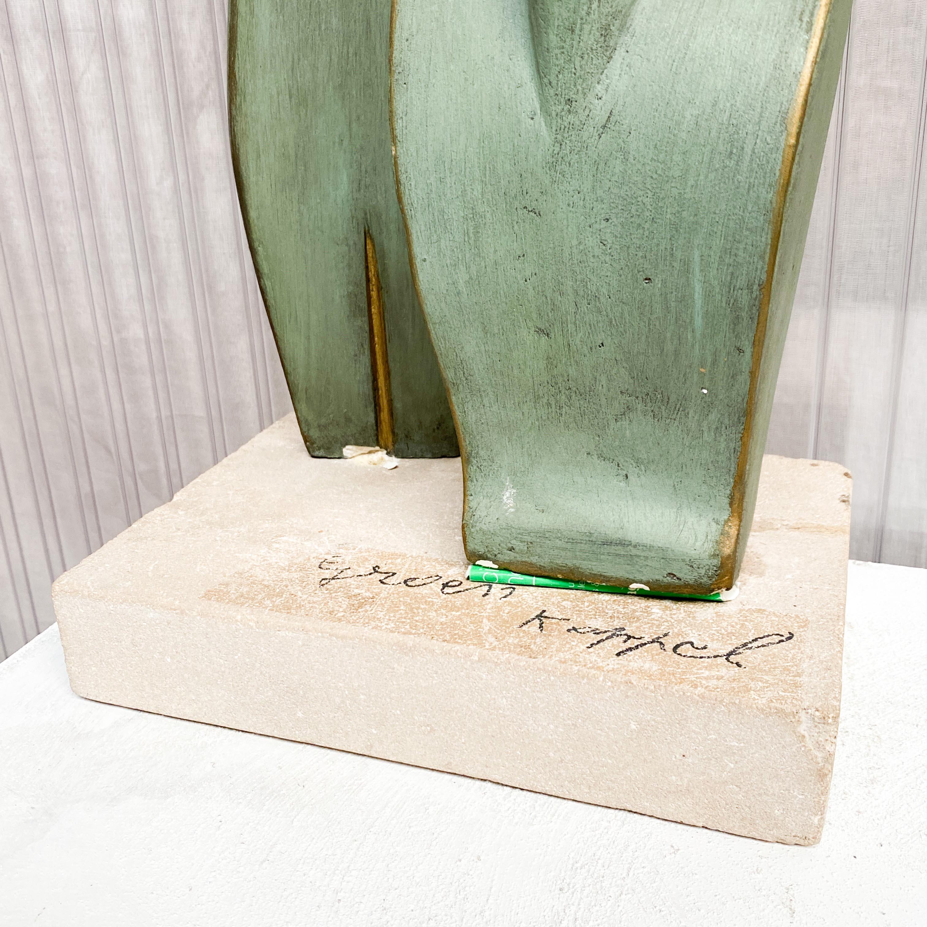 MODERNIST GREEN SCULPTURE IN plaster, “Green couple”, 1960S In Good Condition For Sale In AMSTERDAM, NL