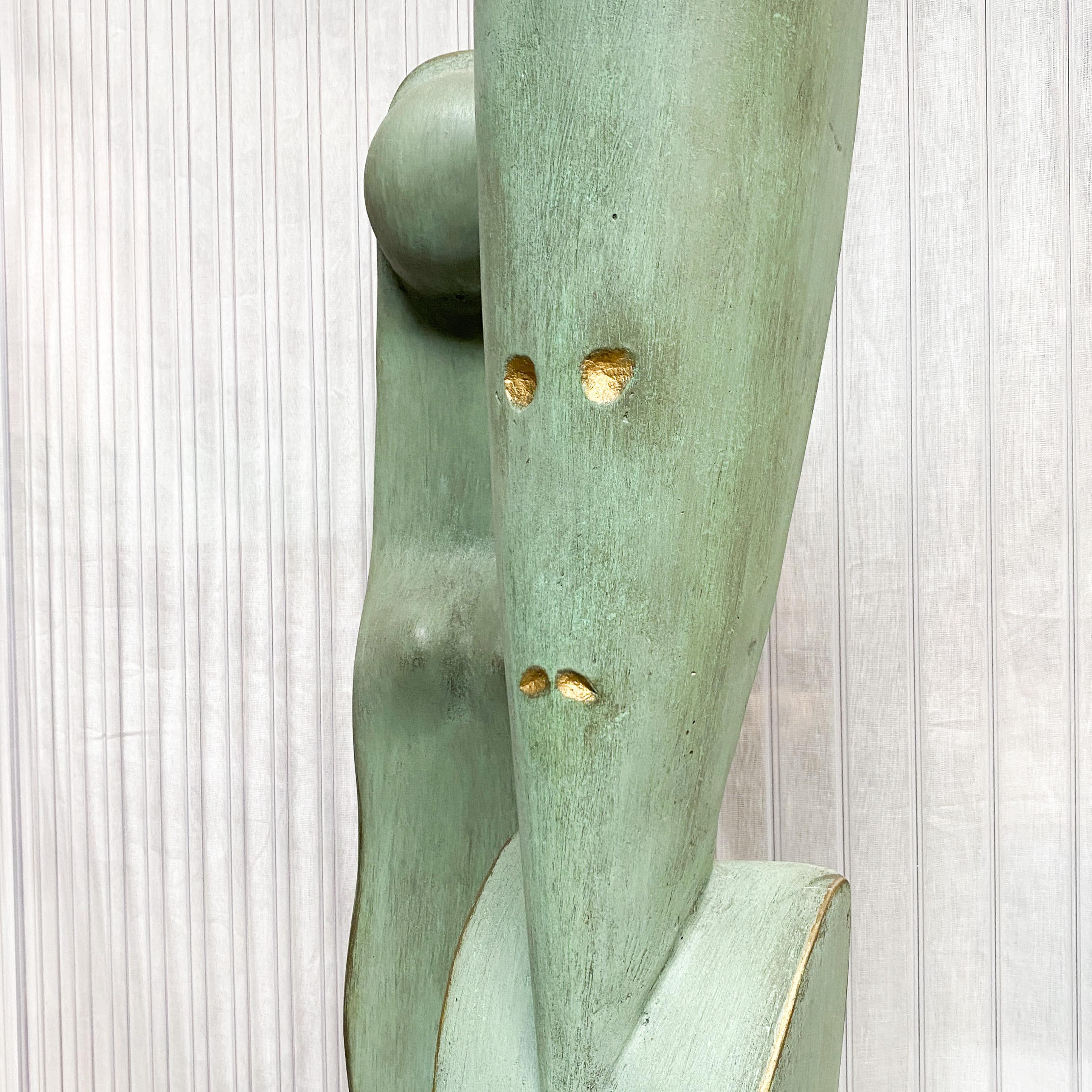 20ième siècle Sculpture moderniste verte en pltre, couple, annes 1960 en vente