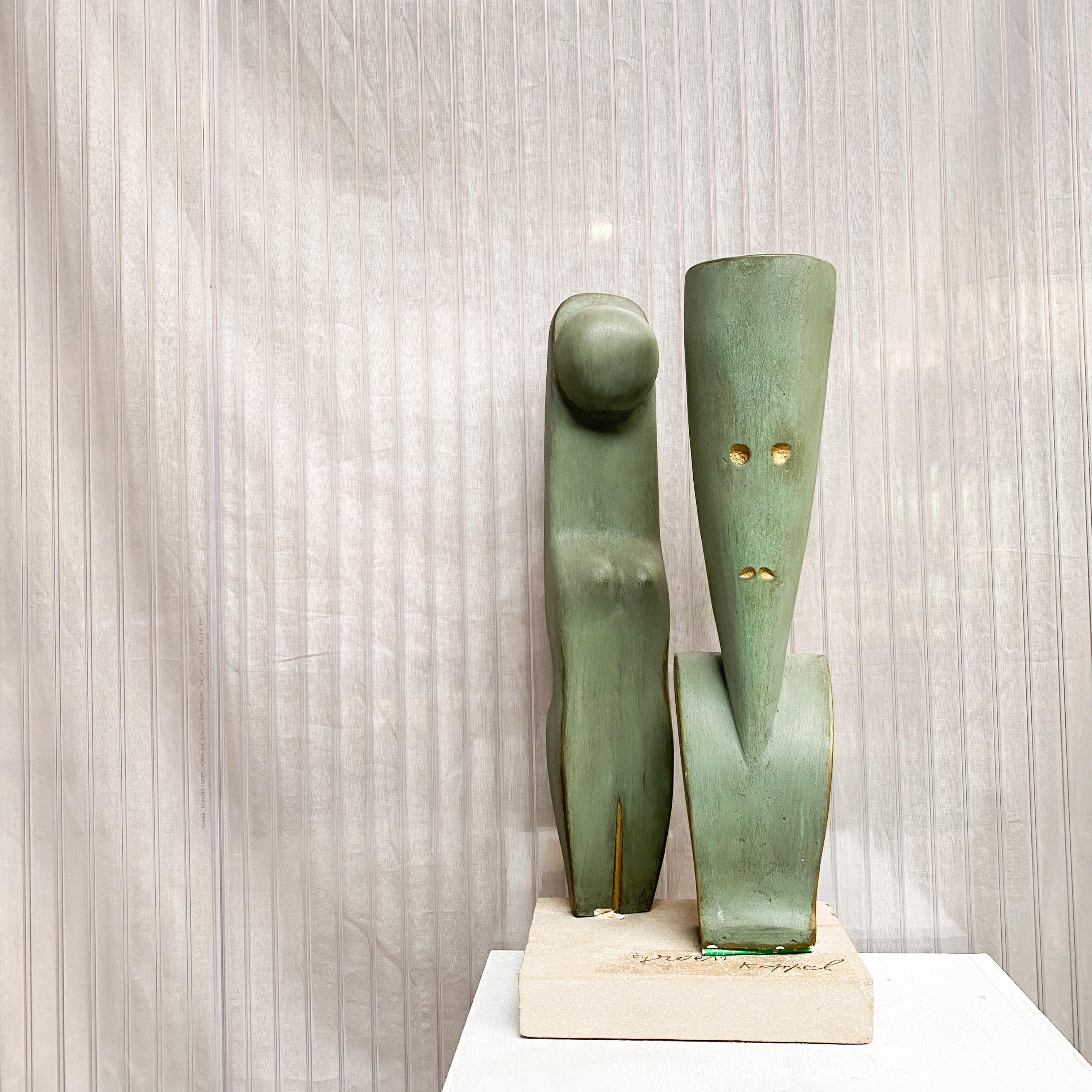 Sculpture moderniste verte en pltre, couple, annes 1960 en vente 1