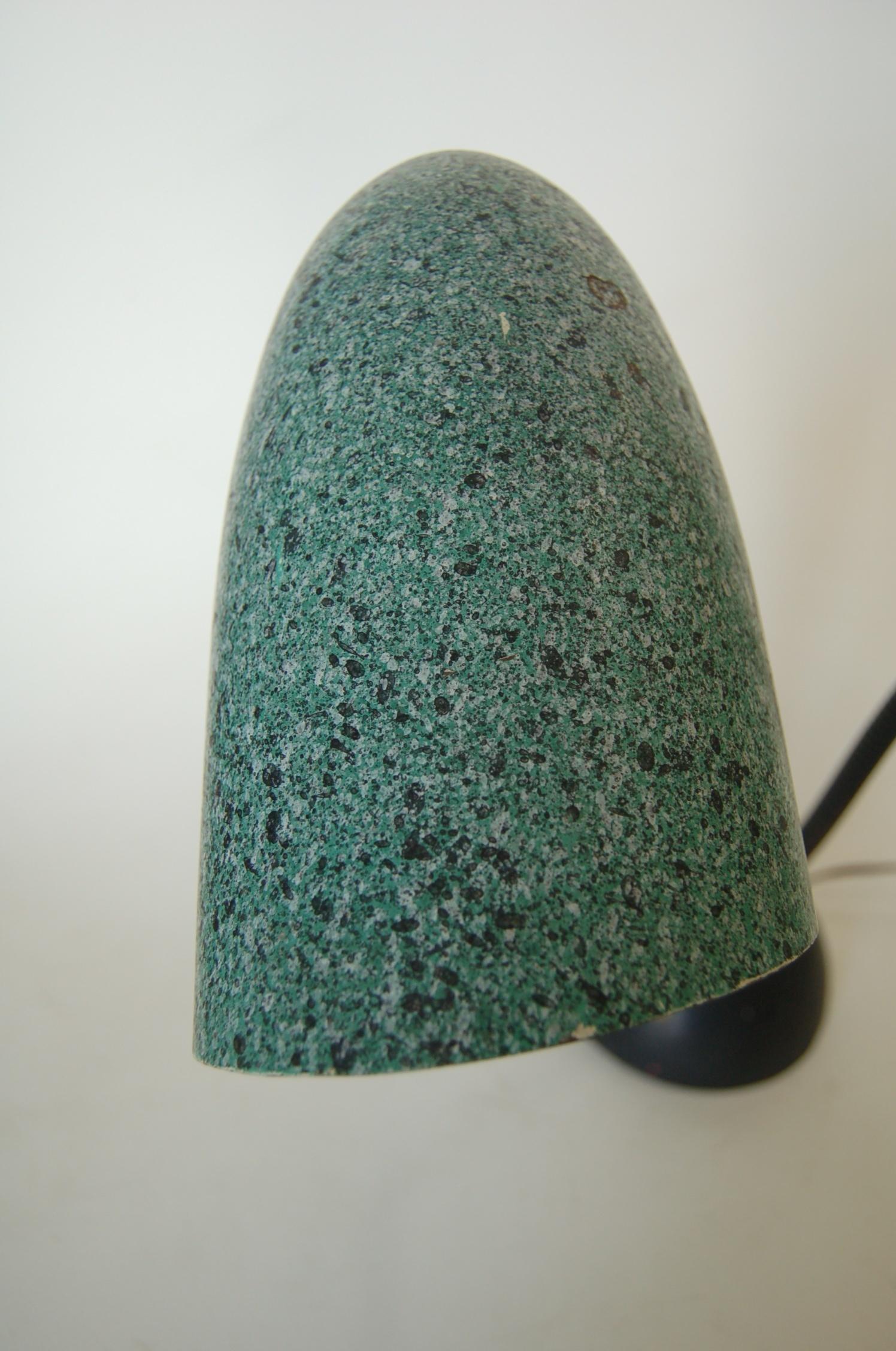 American Modernist Green Speckle Double Gooseneck Desk Table Lamp For Sale