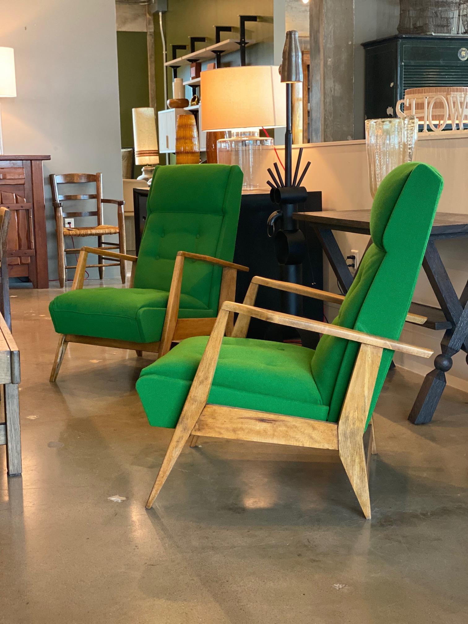 Modernist Green Sprung Rocking Chairs, Italy, 1950's For Sale 4