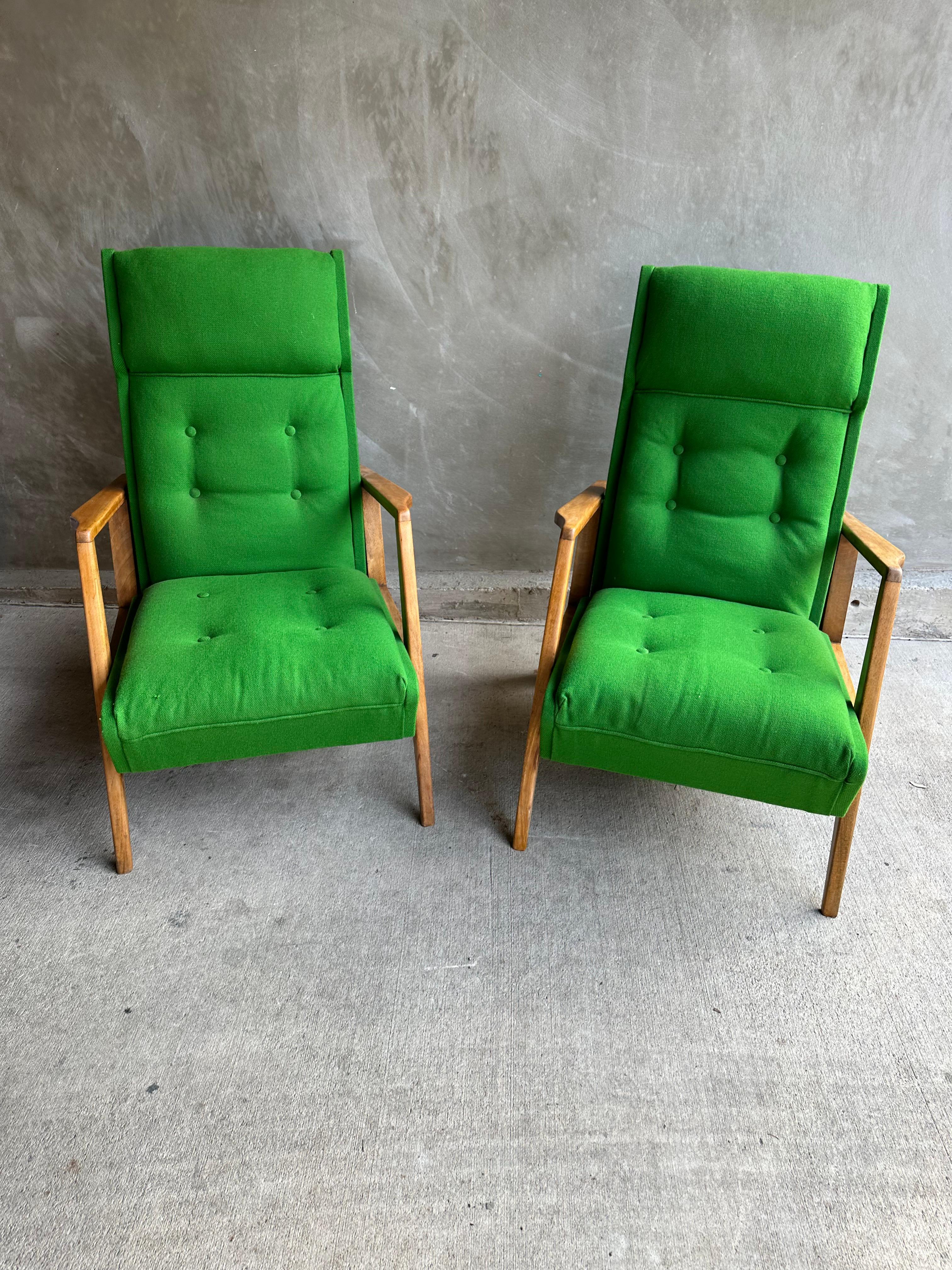 Italian Modernist Green Sprung Rocking Chairs, Italy, 1950's For Sale