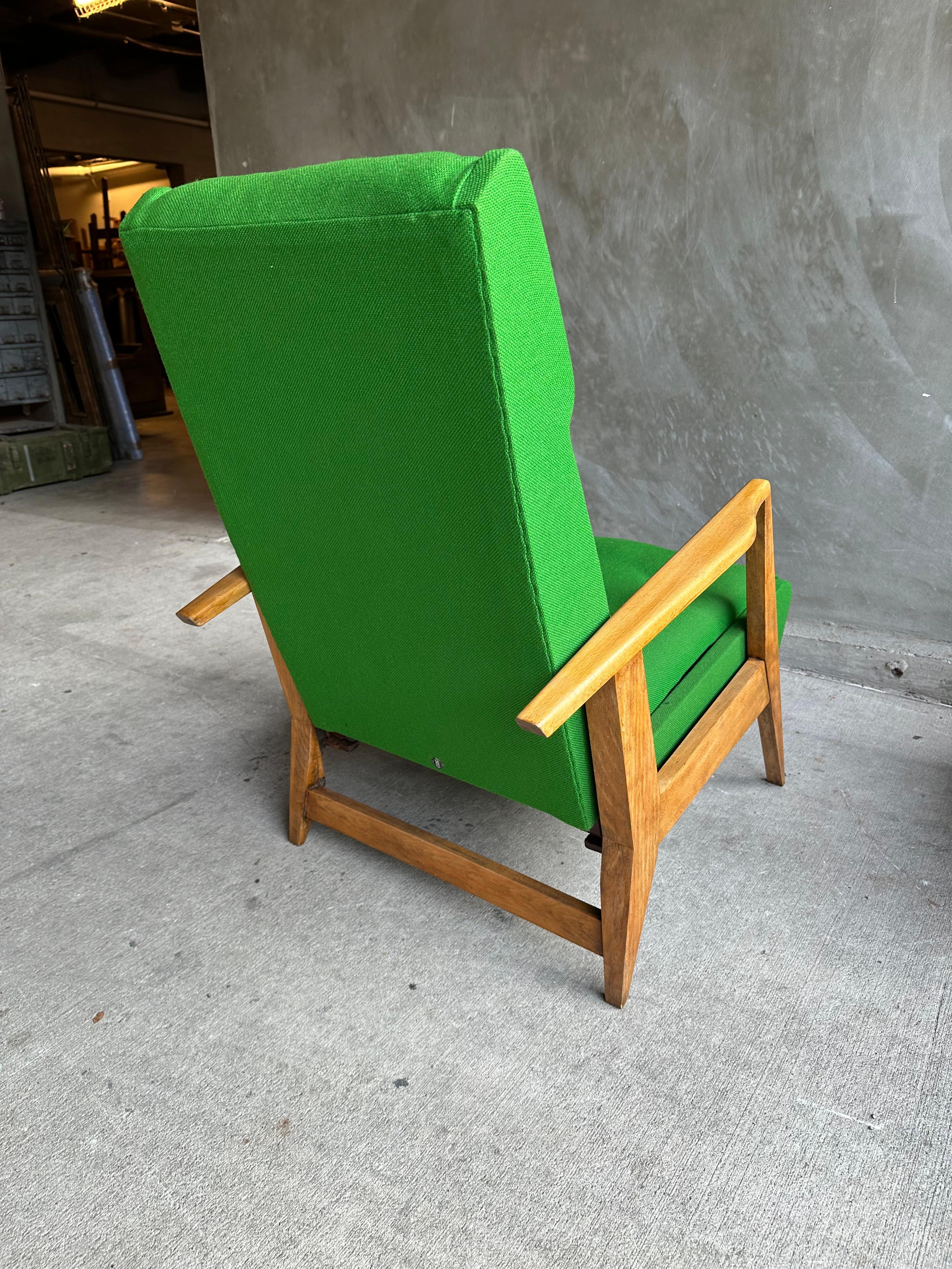 Wool Modernist Green Sprung Rocking Chairs, Italy, 1950's For Sale