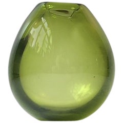 Modernist Green Teardrop Vase by Per Lütken for Holmegaard, 1960s