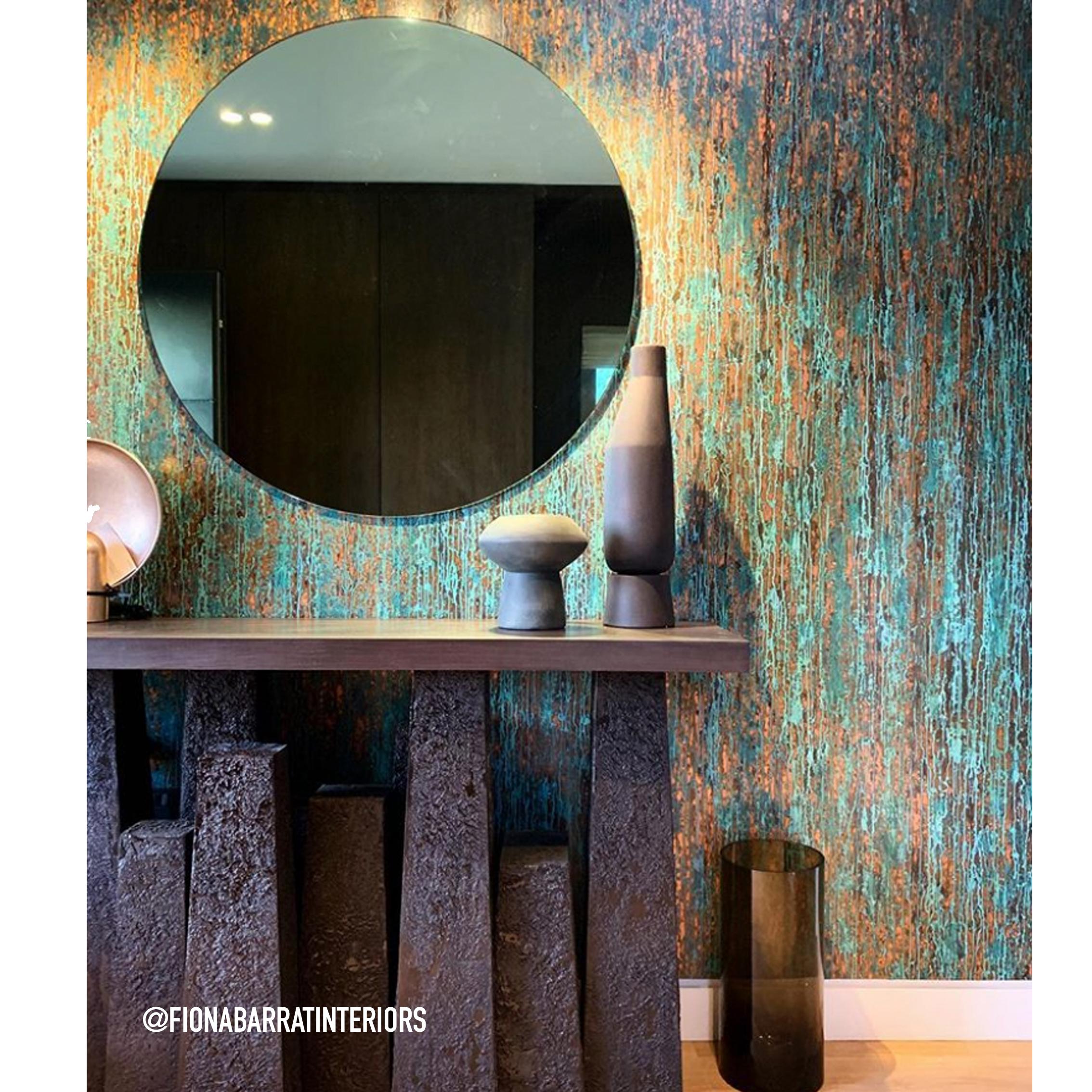 Modernist Green Tinted Orbis™ Round Mirror Frameless, Medium, Customizable In New Condition In London, GB