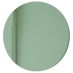 Modernist Green Tinted Orbis™ Round Mirror Frameless, Medium, Customizable