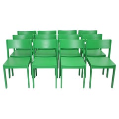 Modernist Green Vintage Beech Stackable Dining Chairs 1950s Austria