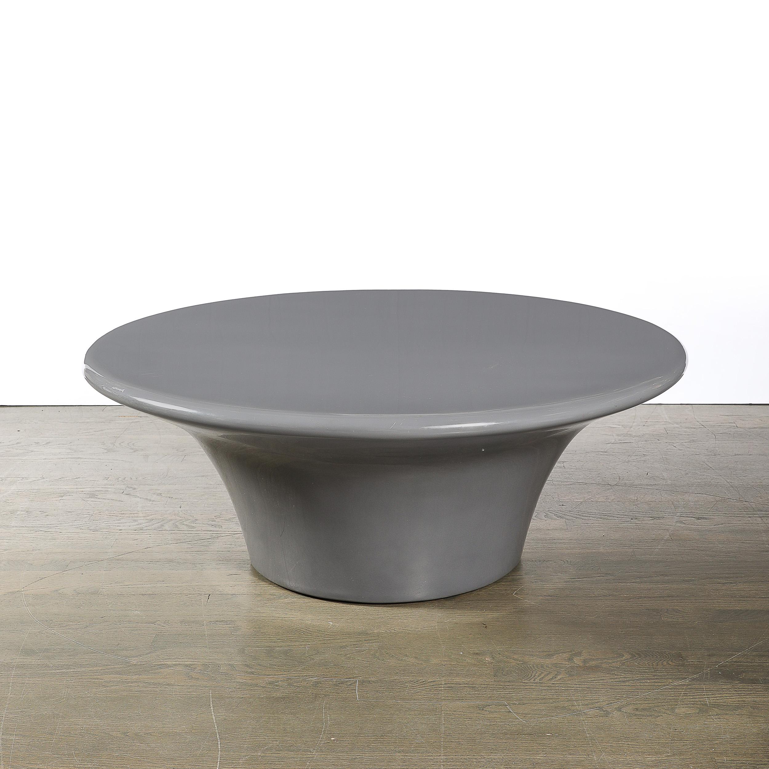 Modernist Grey Lacquer Curvilinear Sculptural Cocktail Table For Sale 6