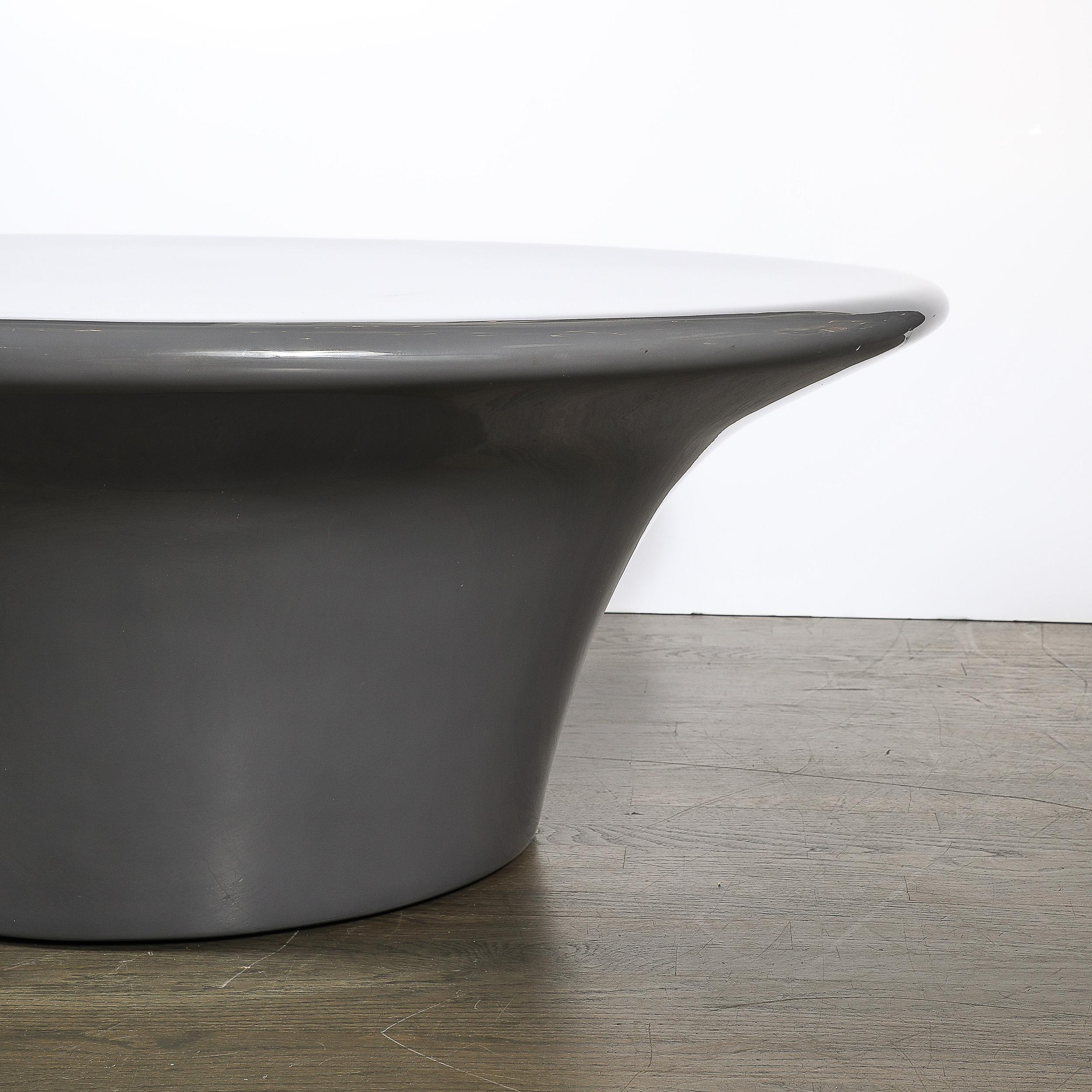 American Modernist Grey Lacquer Curvilinear Sculptural Cocktail Table For Sale
