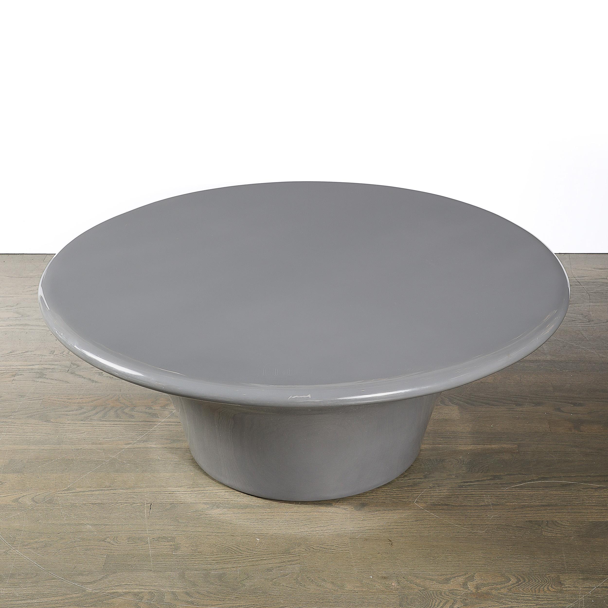 Modernist Grey Lacquer Curvilinear Sculptural Cocktail Table For Sale 1