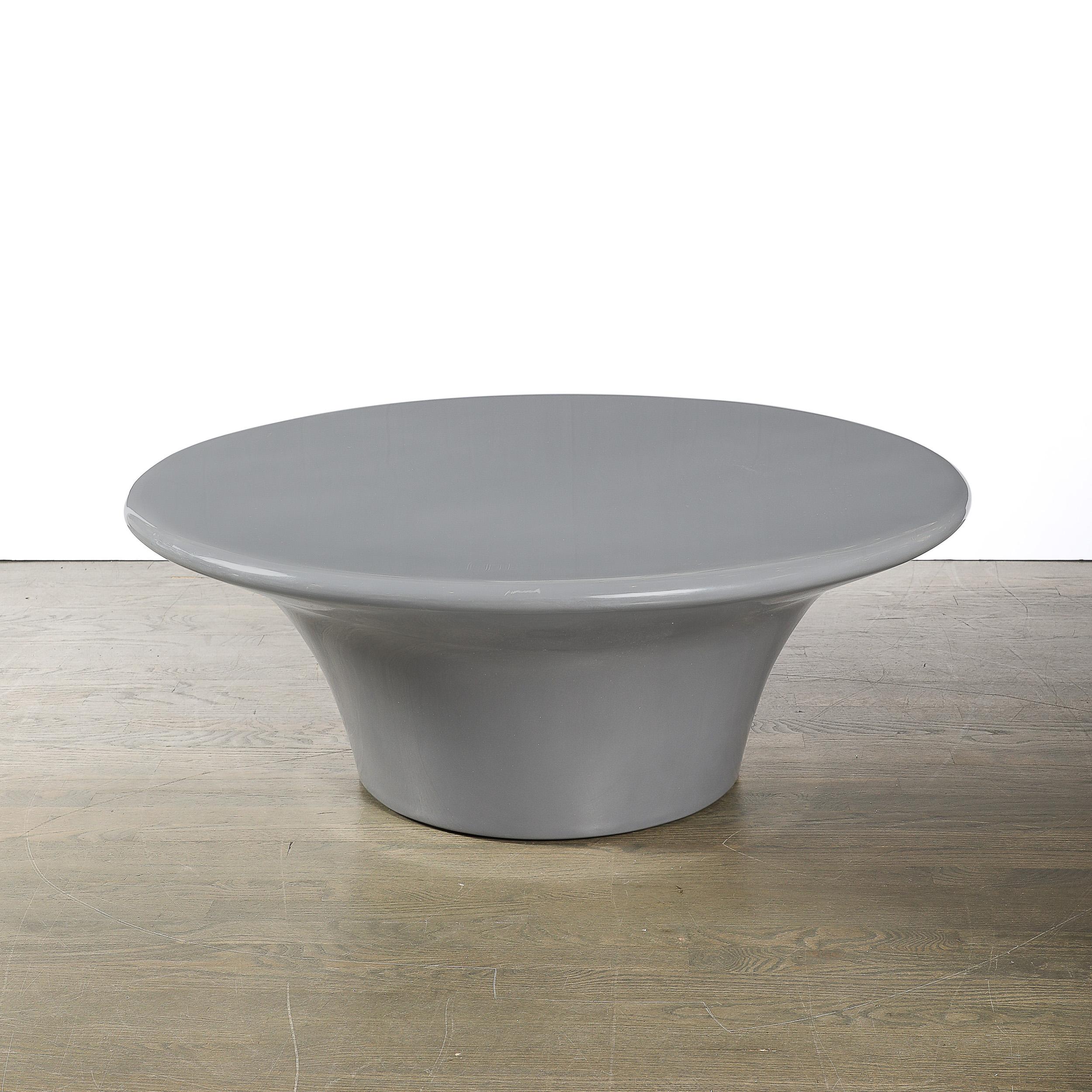 Modernist Grey Lacquer Curvilinear Sculptural Cocktail Table For Sale 2