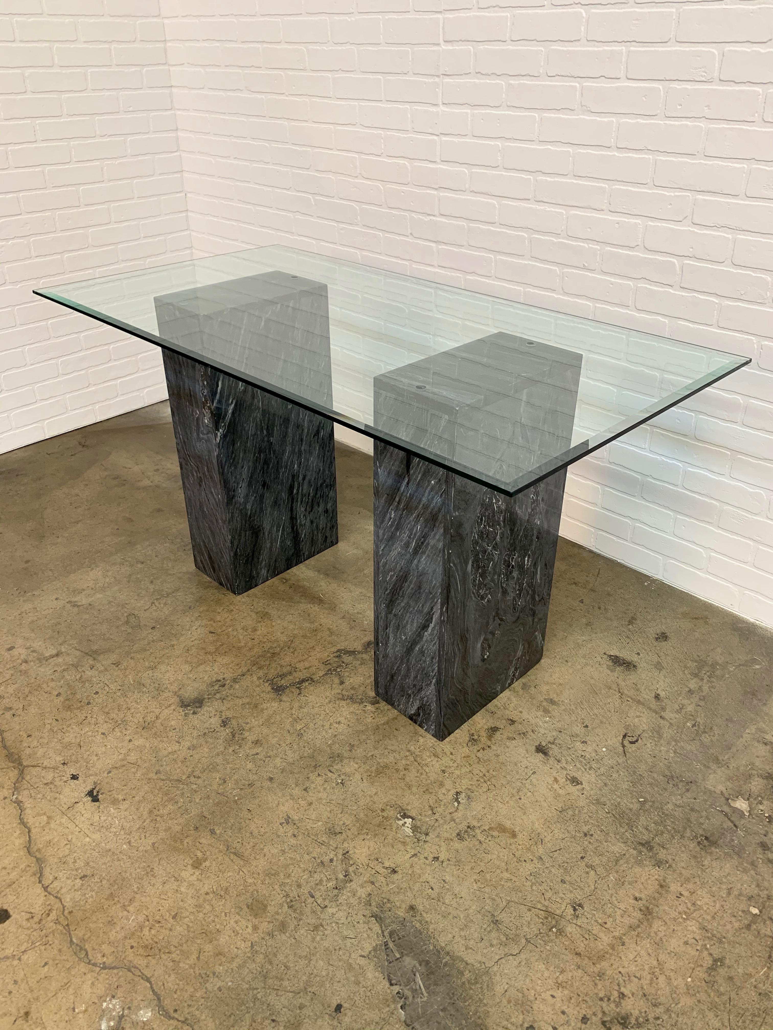 Modernist Grigo Carnico Marble Pedestal Desk In Good Condition In Denton, TX