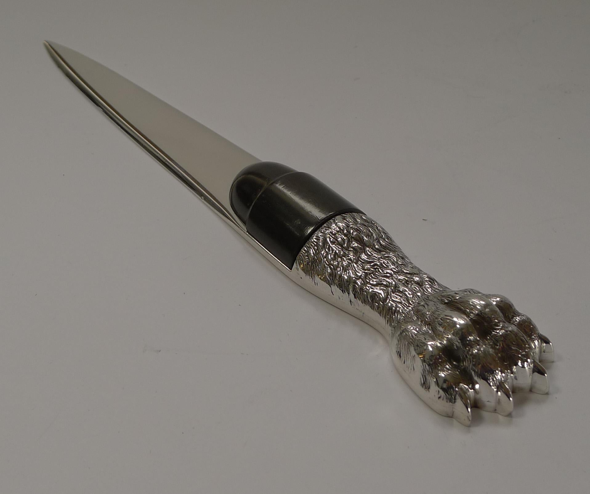 Mid-Century Modern Rare Gucci Solid Sterling Silver Lion's Paw Letter Opener For Sale