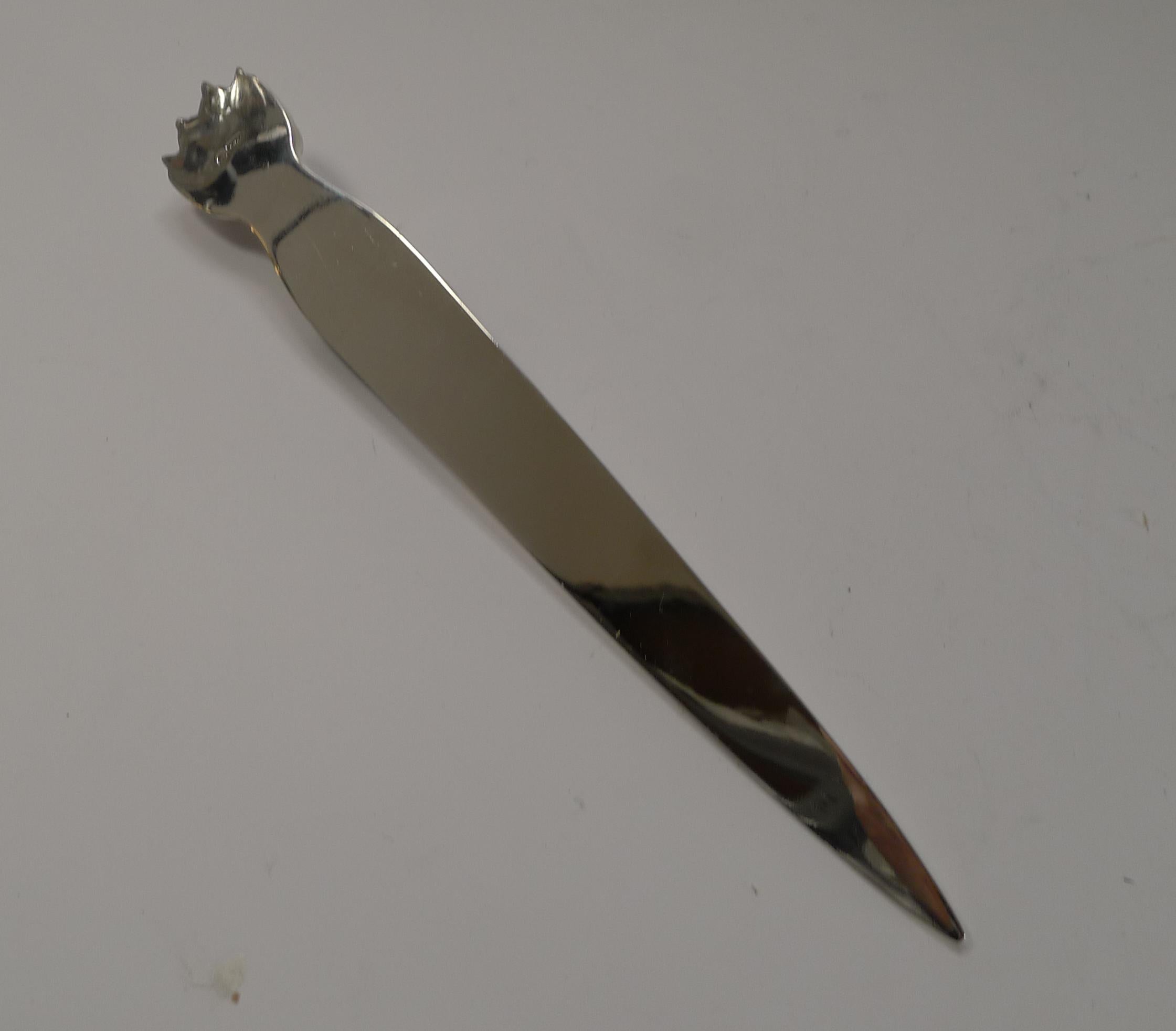 Italian Rare Gucci Solid Sterling Silver Lion's Paw Letter Opener For Sale