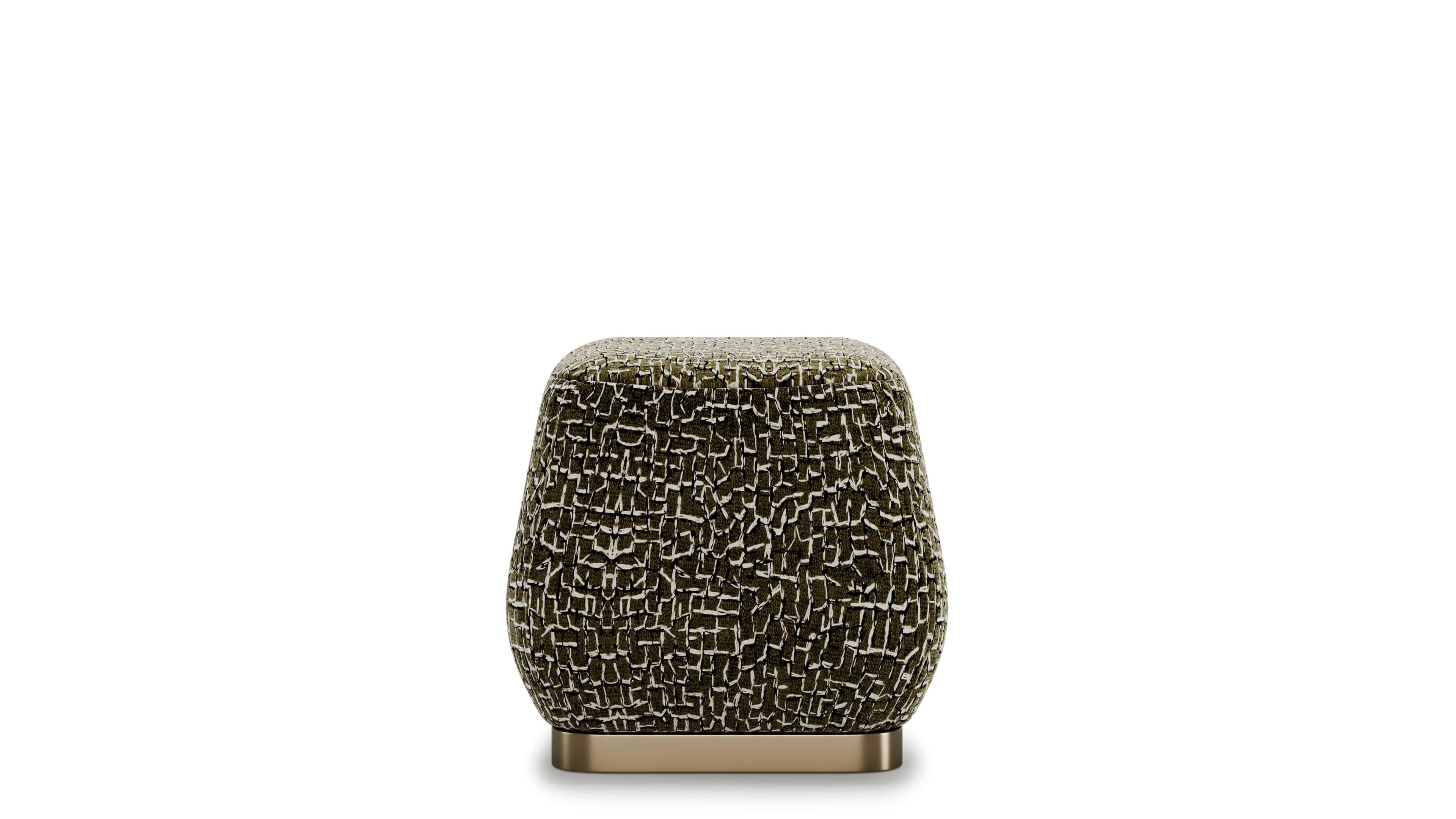 Portuguese Modernist Gulman Bold Stool in Refined Fabric With Brass Base For Sale