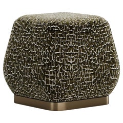 Modernist Gulman Bold Stool in Refined Fabric With Brass Base