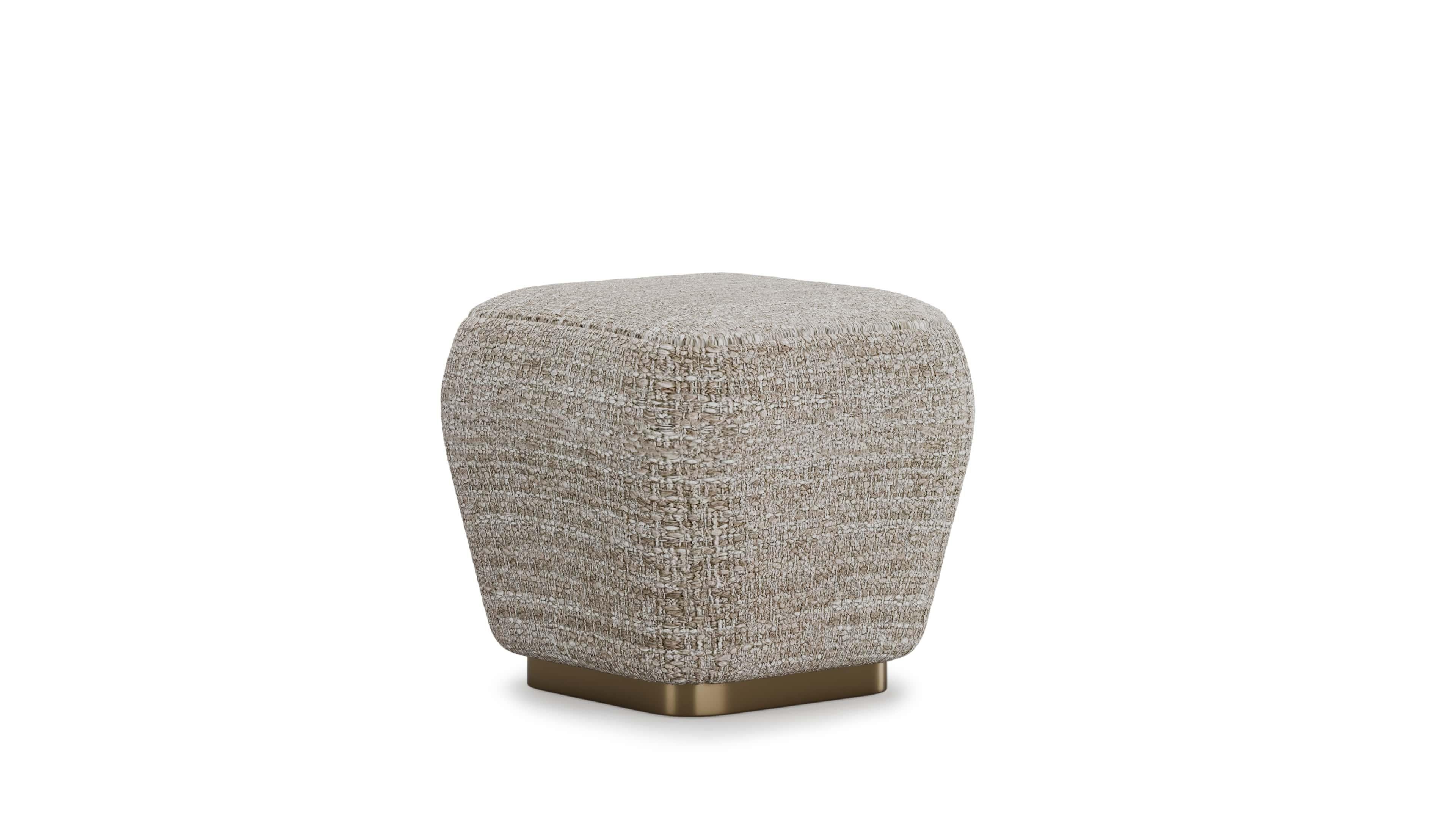 Brushed Modernist Gulman Slim Stool in Sleek Fabric With Brass Base For Sale