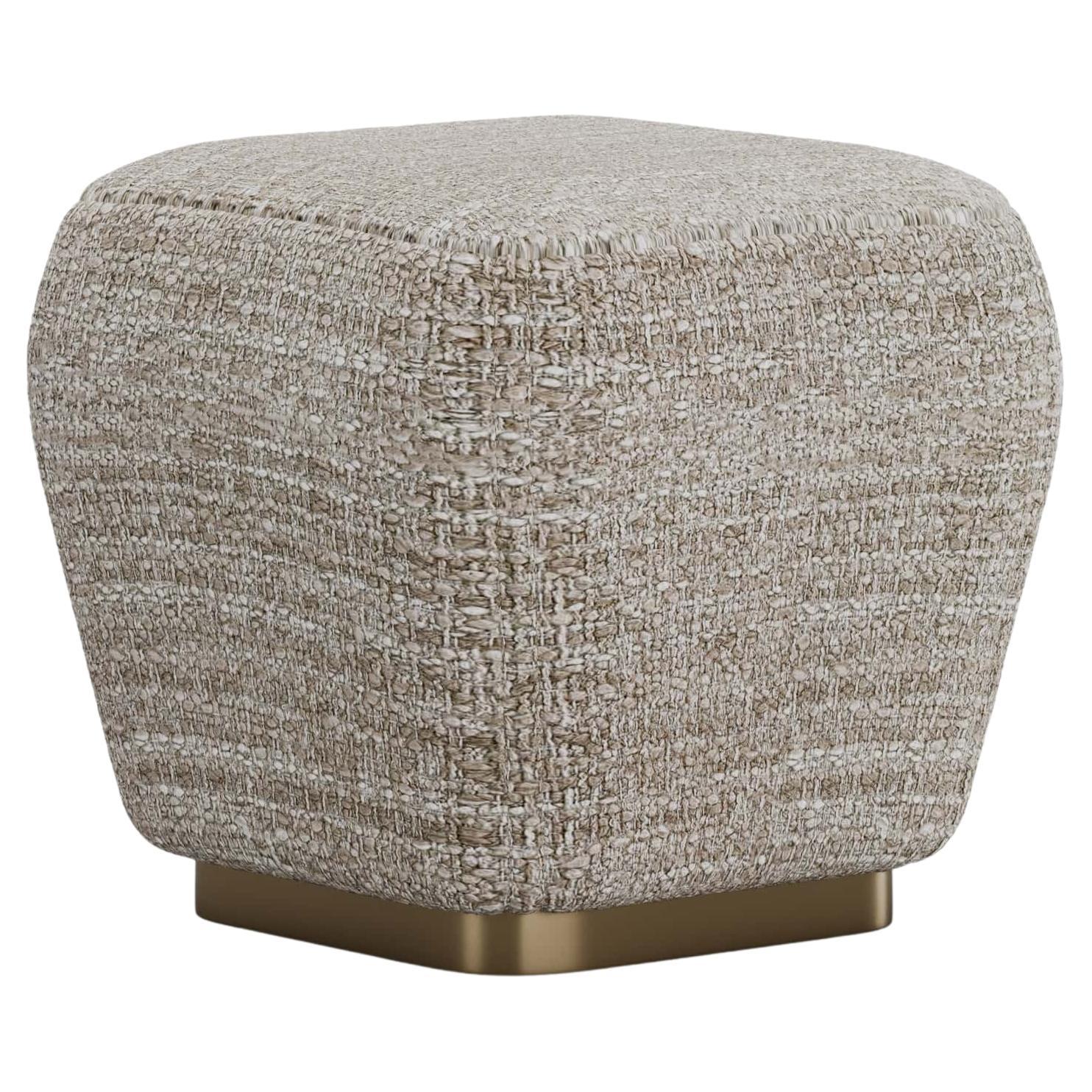 Modernist Gulman Slim Stool in Sleek Fabric With Brass Base