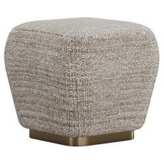 Modernist Gulman Slim Stool in Sleek Fabric With Brass Base