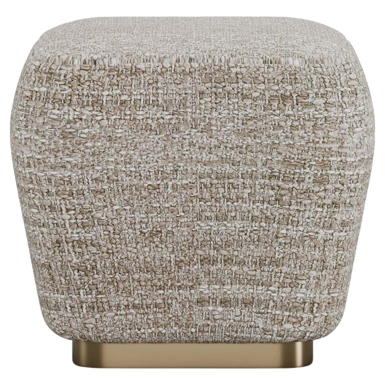 Modernist Gulman Slim Stool in Sleek Fabric With Brass Base