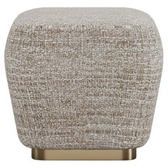 Modernist Gulman Slim Stool in Sleek Fabric With Brass Base