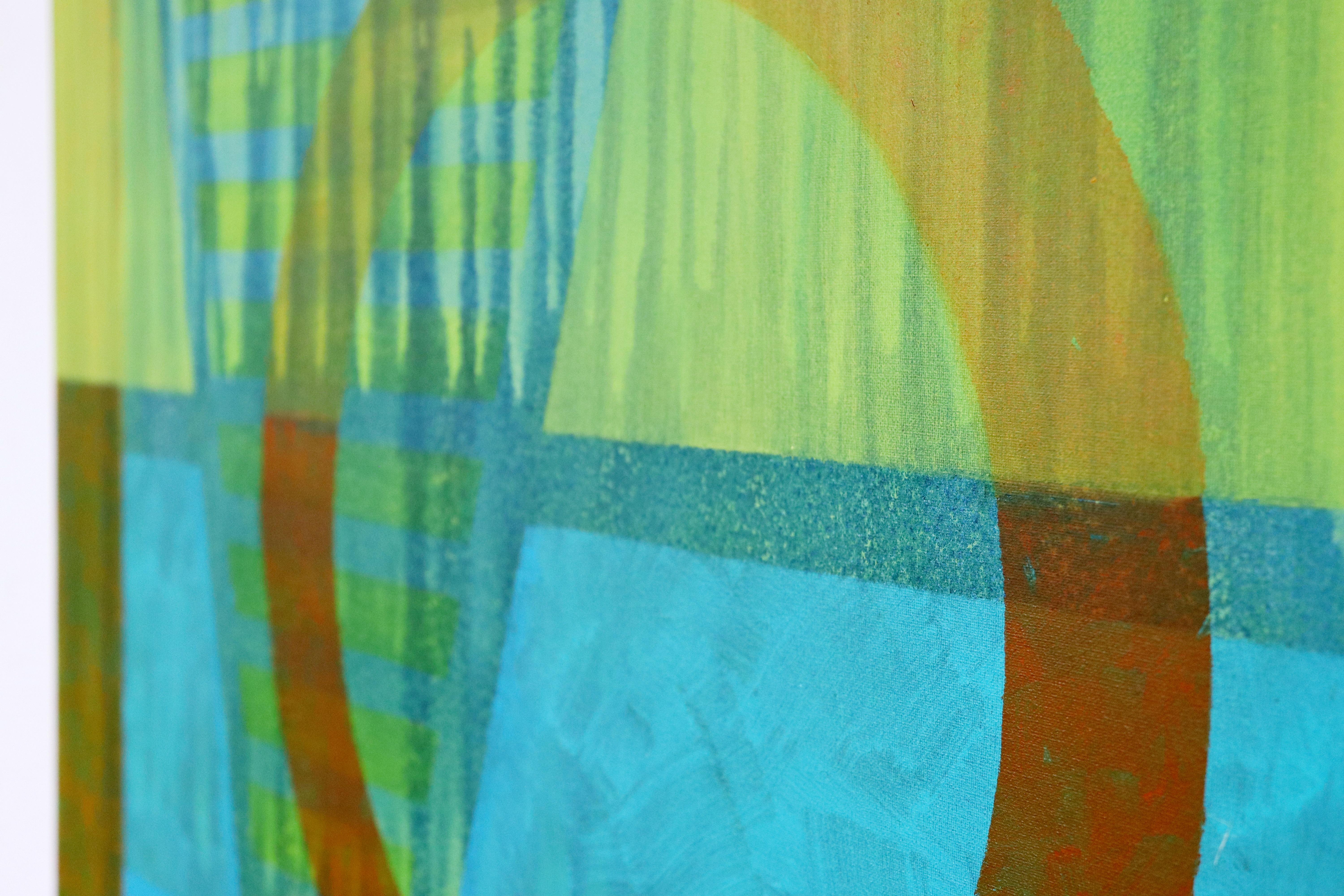 Modernist Gunda Hass Signed Acrylic Painting on Canvas Turquoise Orange, 2020 1