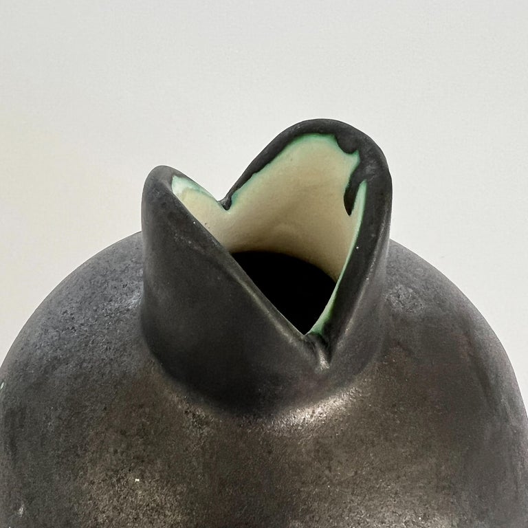 Modernist Gunmetal Glazed Studio Pottery, Signed at 1stDibs