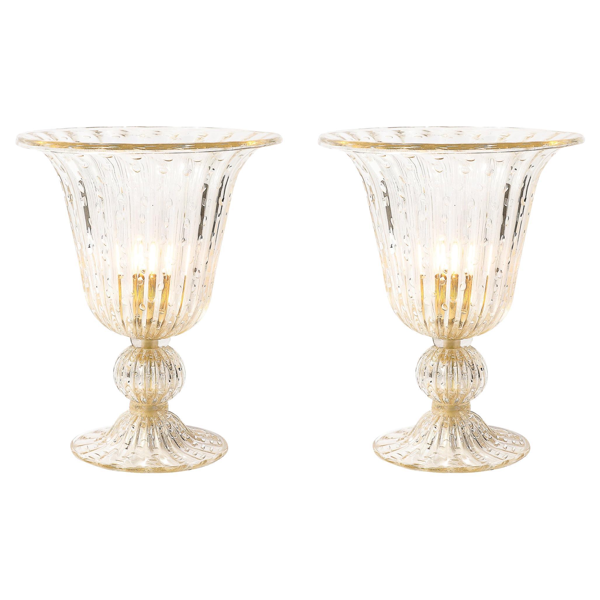 Lámparas Modernistas de Cristal de Murano Sopladas a Mano con Fleck de Oro de 24 Kilates y Murinas en venta