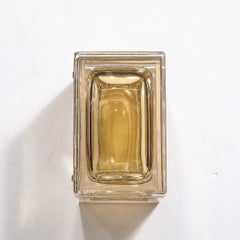 Modernist Hand-Blown Amber Murano Glass Box with Brass Fittings