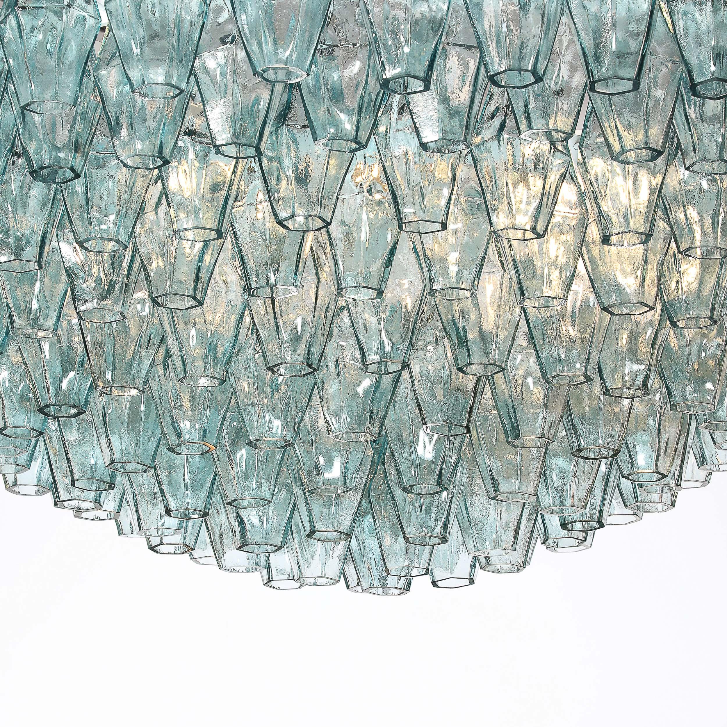 Lustre polyédrique moderne en verre de Murano soufflé à la bouche, aigue-marine en vente 5