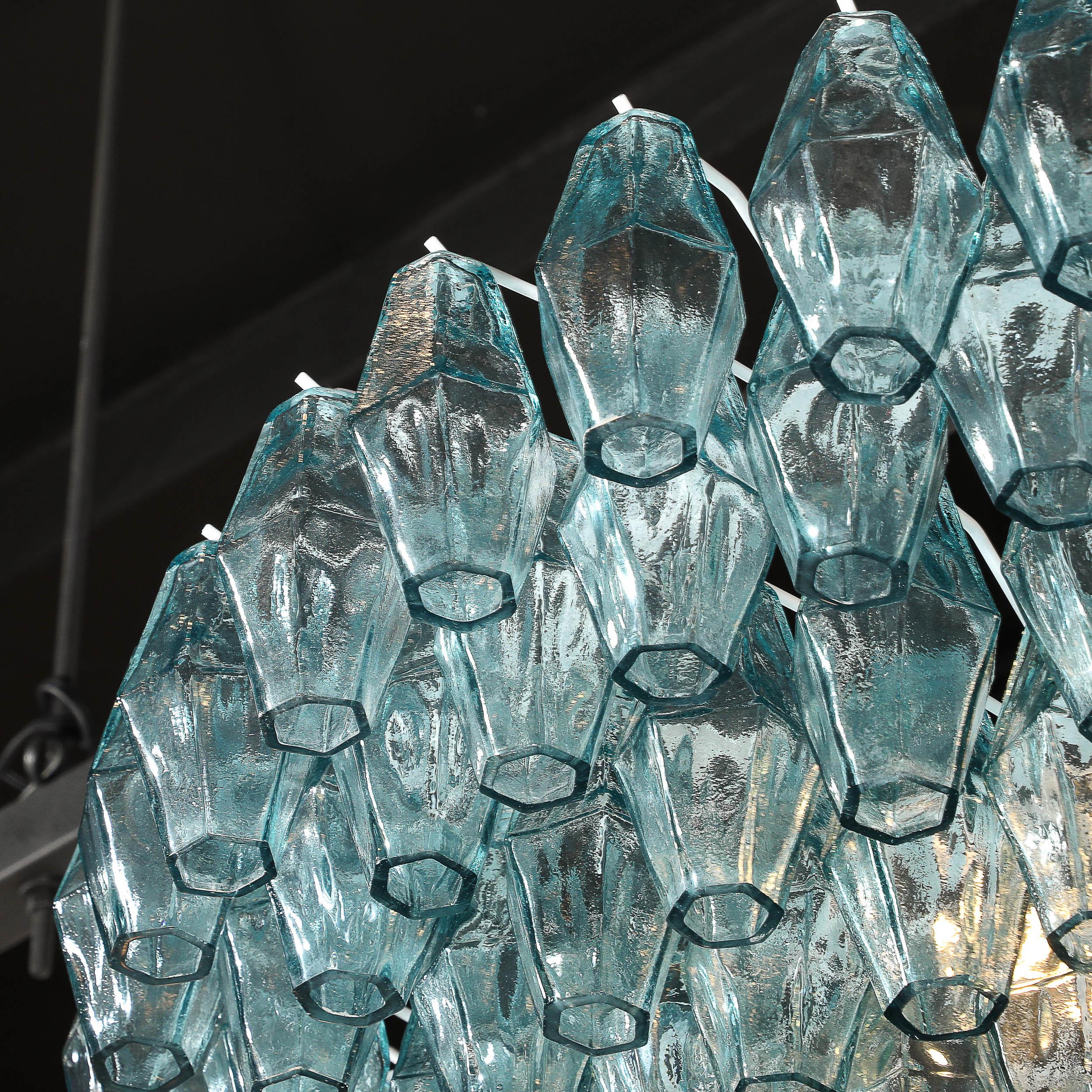 Lustre polyédrique moderne en verre de Murano soufflé à la bouche, aigue-marine en vente 7