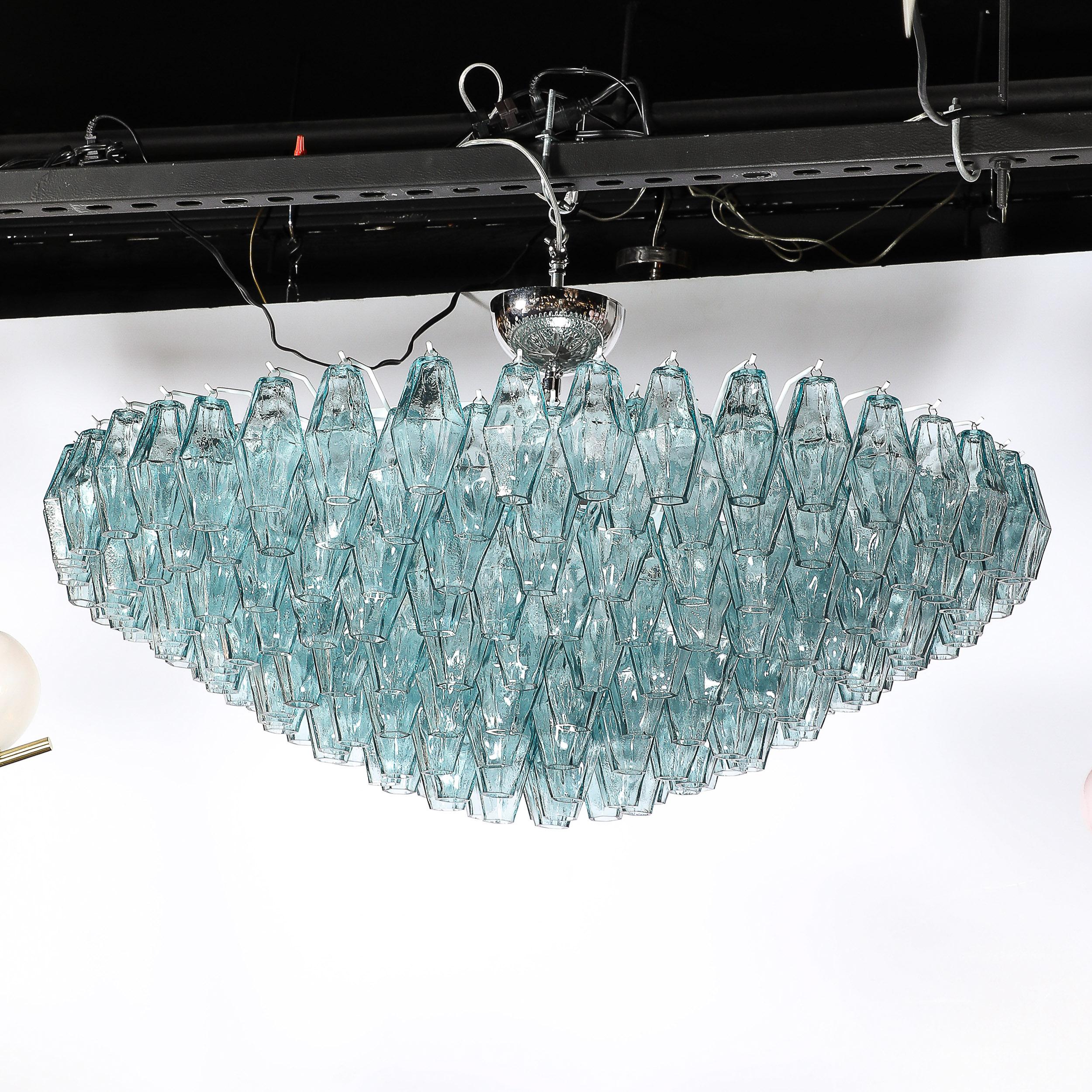 Lustre polyédrique moderne en verre de Murano soufflé à la bouche, aigue-marine en vente 10