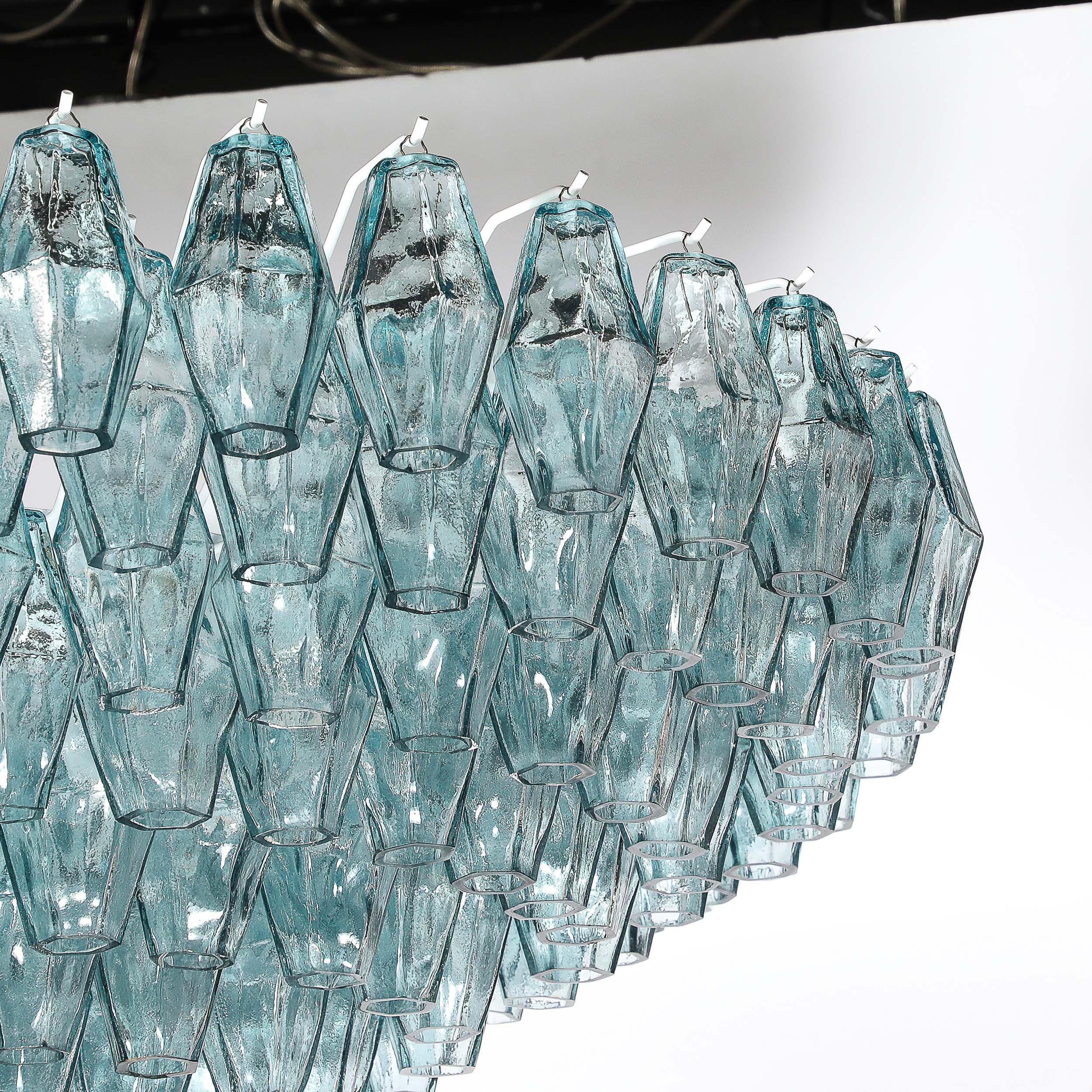 Lustre polyédrique moderne en verre de Murano soufflé à la bouche, aigue-marine en vente 11