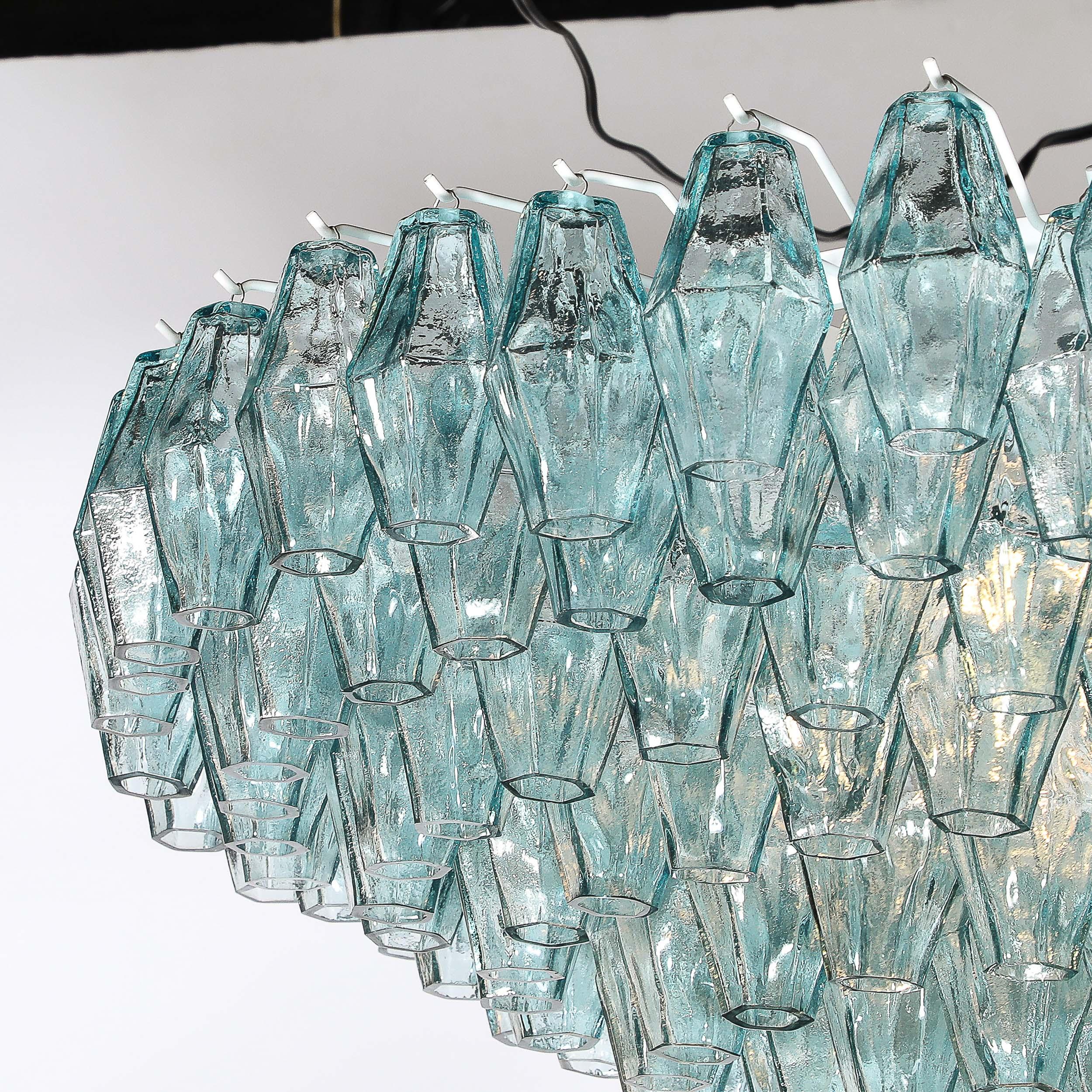 Lustre polyédrique moderne en verre de Murano soufflé à la bouche, aigue-marine Excellent état - En vente à New York, NY