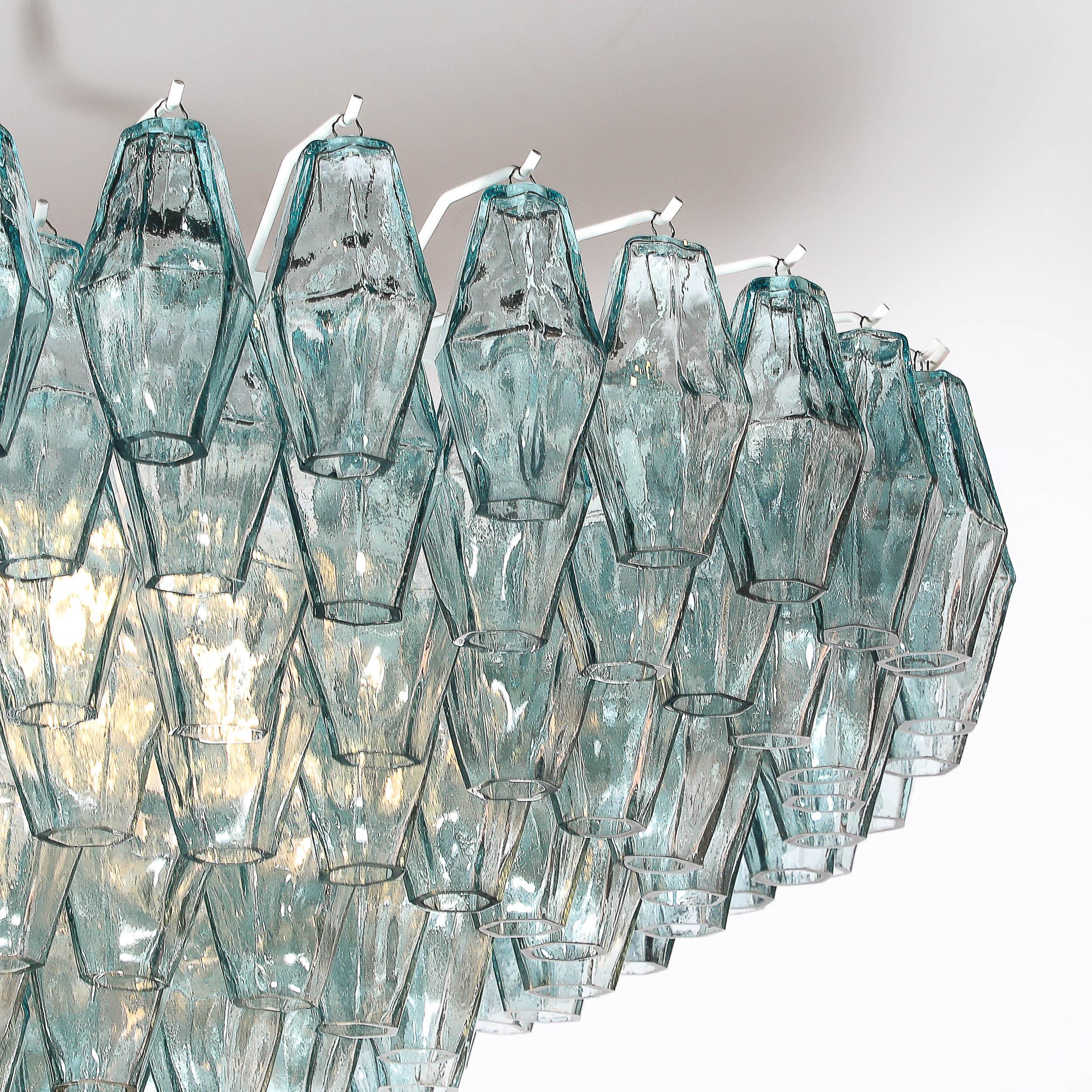 Lustre polyédrique moderne en verre de Murano soufflé à la bouche, aigue-marine en vente 2