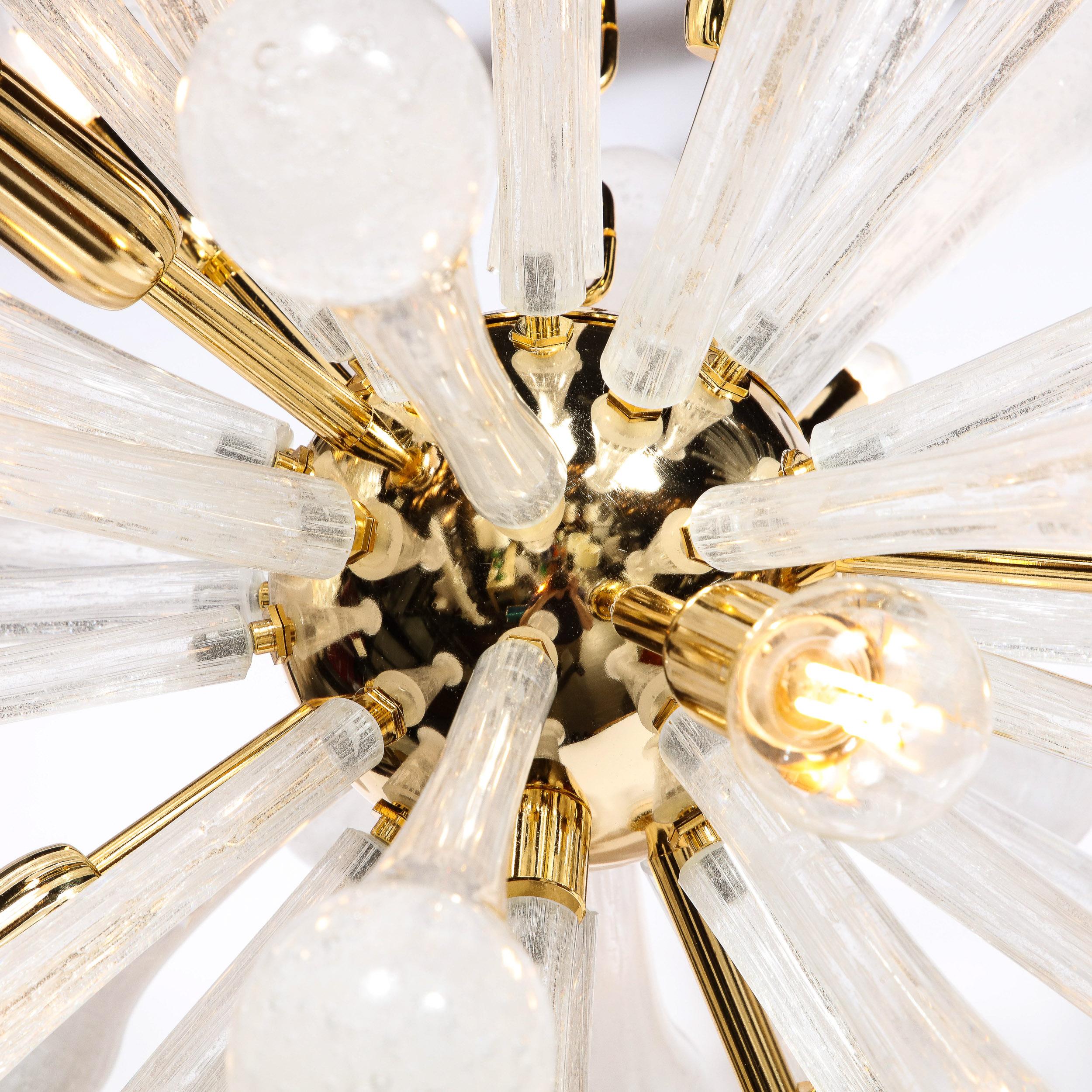 Modernist Hand Blown Frosted White Murano Glass & Brass Sputnik Chandelier For Sale 10