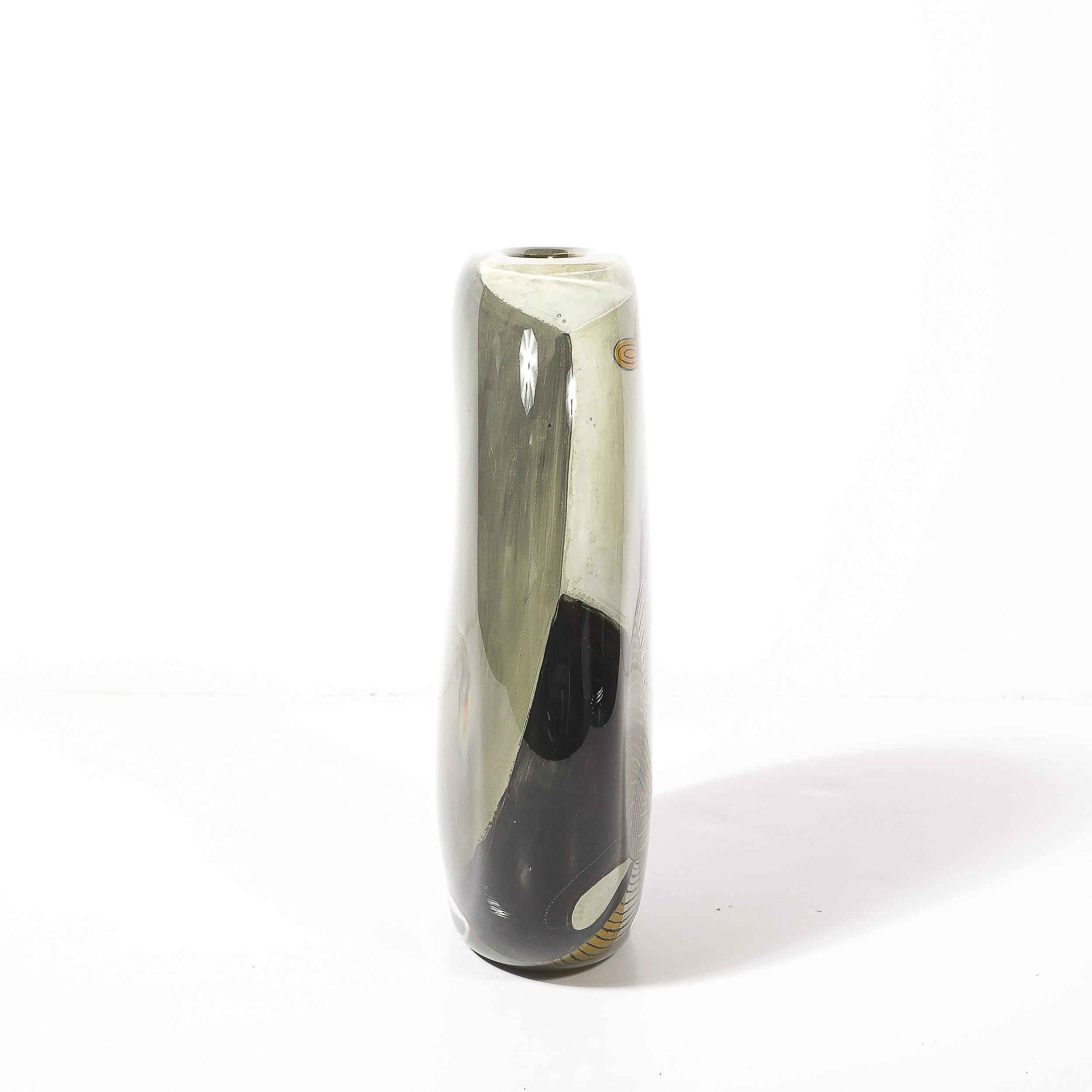 Vase moderniste en verre soufflé à la bouche avec motif Picasso signé Ada Loumani en vente 3