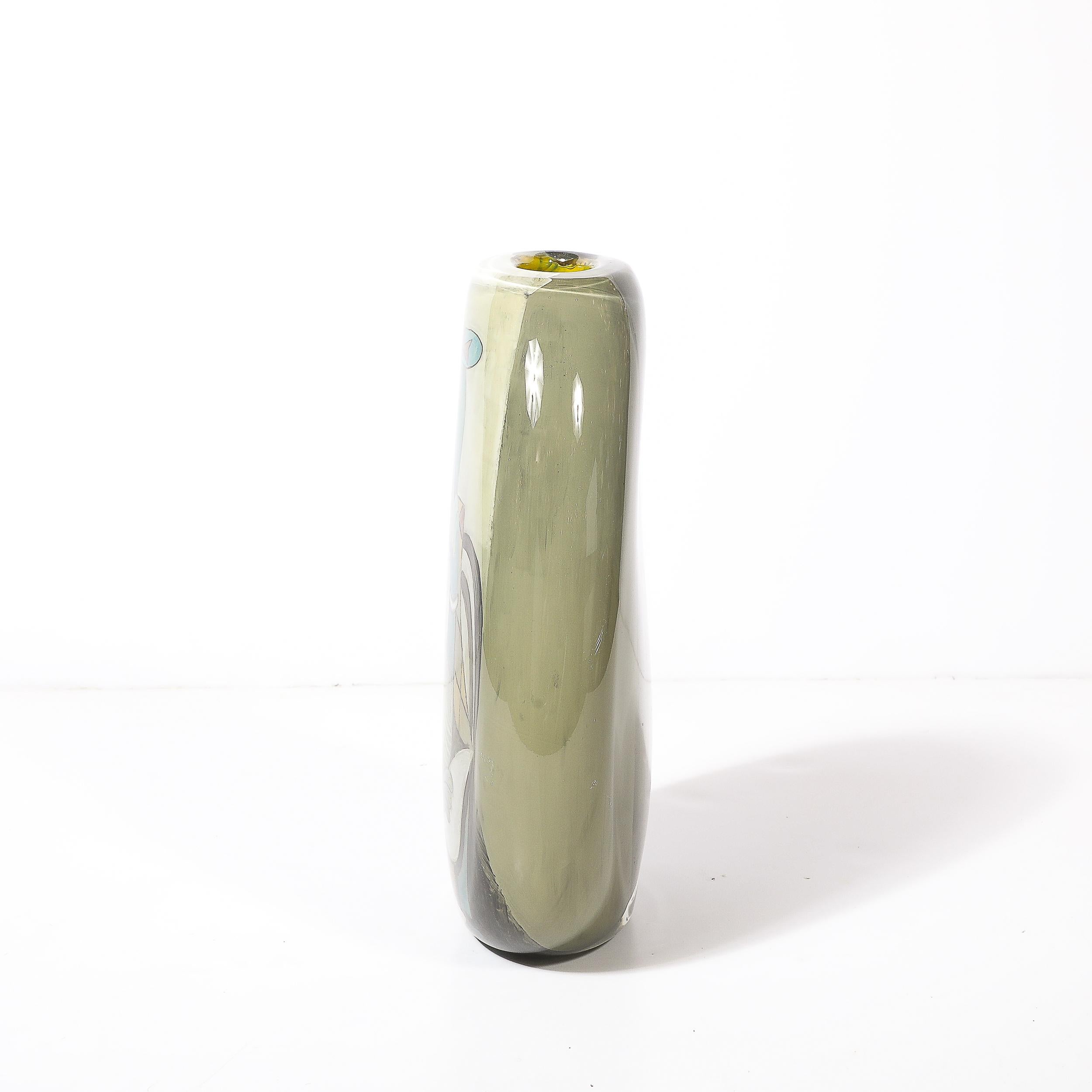 Vase moderniste en verre soufflé à la bouche avec motif Picasso signé Ada Loumani en vente 5