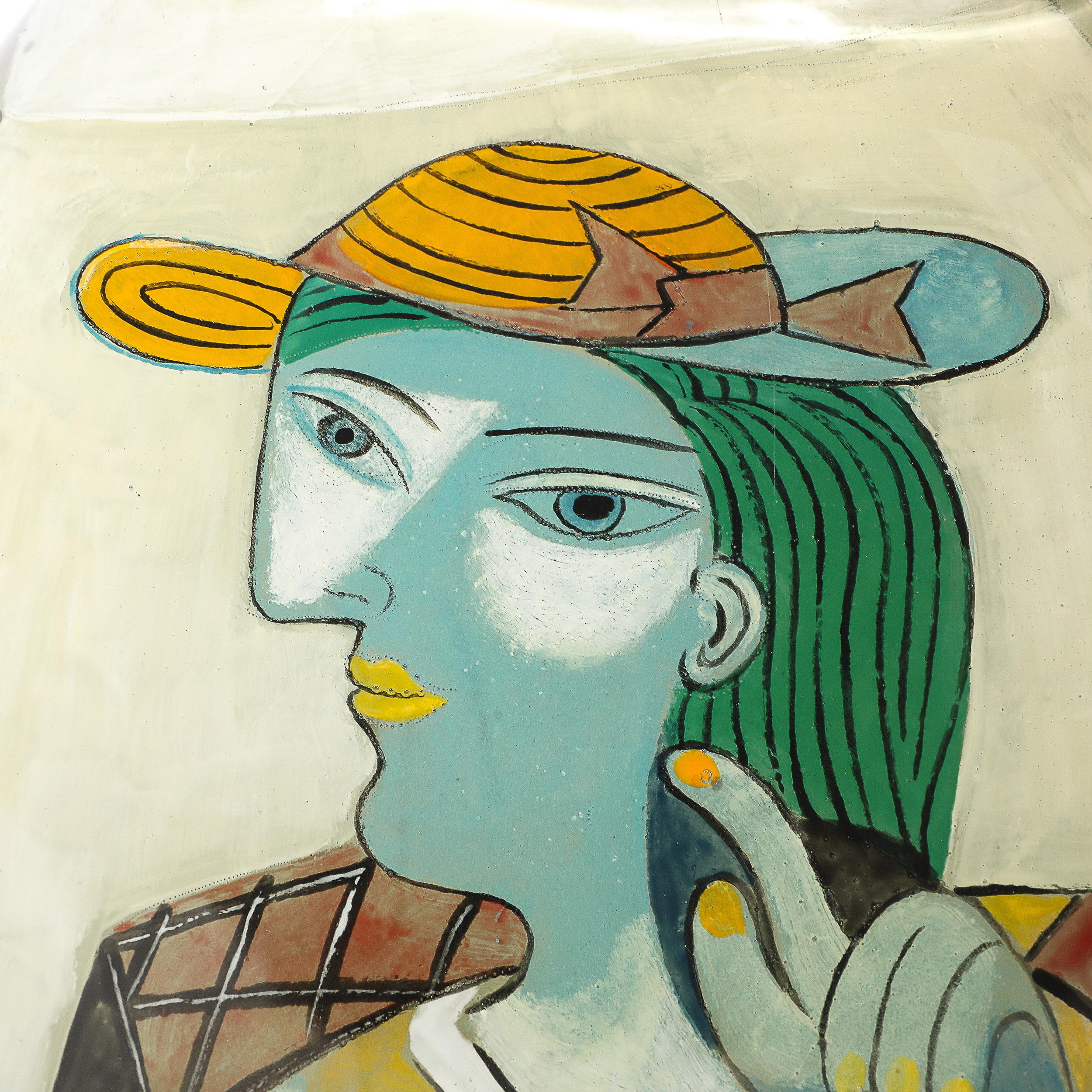 Verre Vase moderniste en verre soufflé à la bouche avec motif Picasso signé Ada Loumani en vente